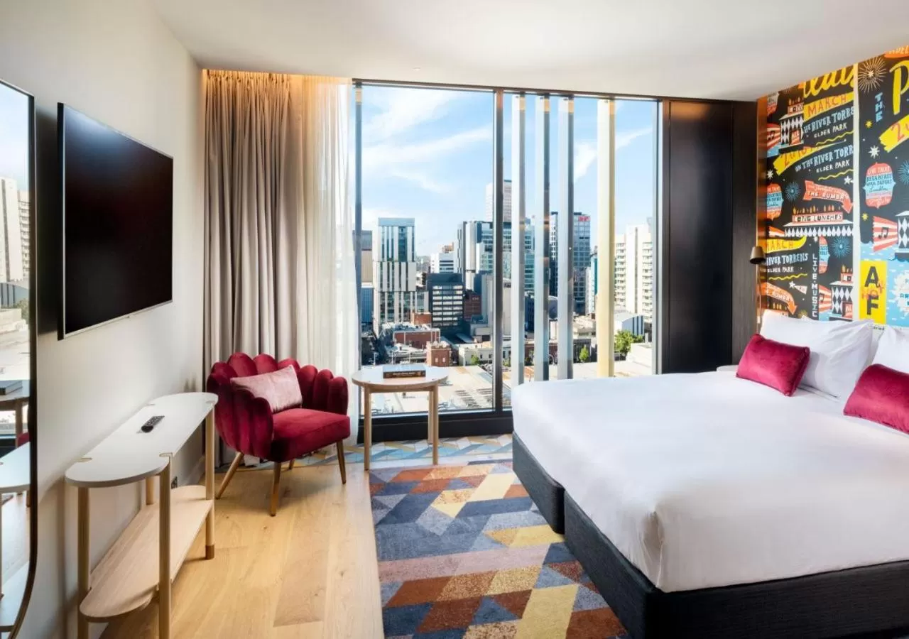 View (from property/room), Bed in Hotel Indigo Adelaide Markets by IHG