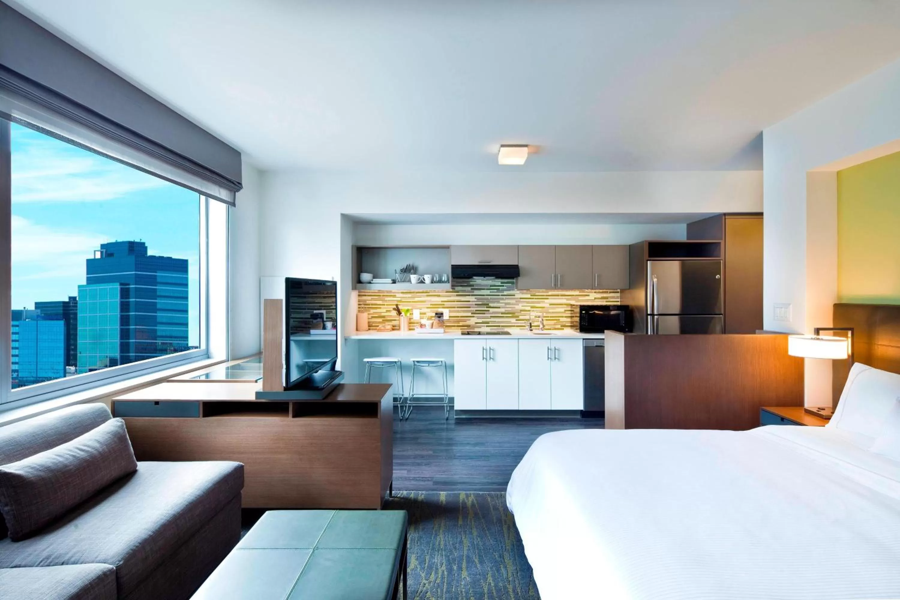 Photo of the whole room, Bed in Element Harrison-Newark