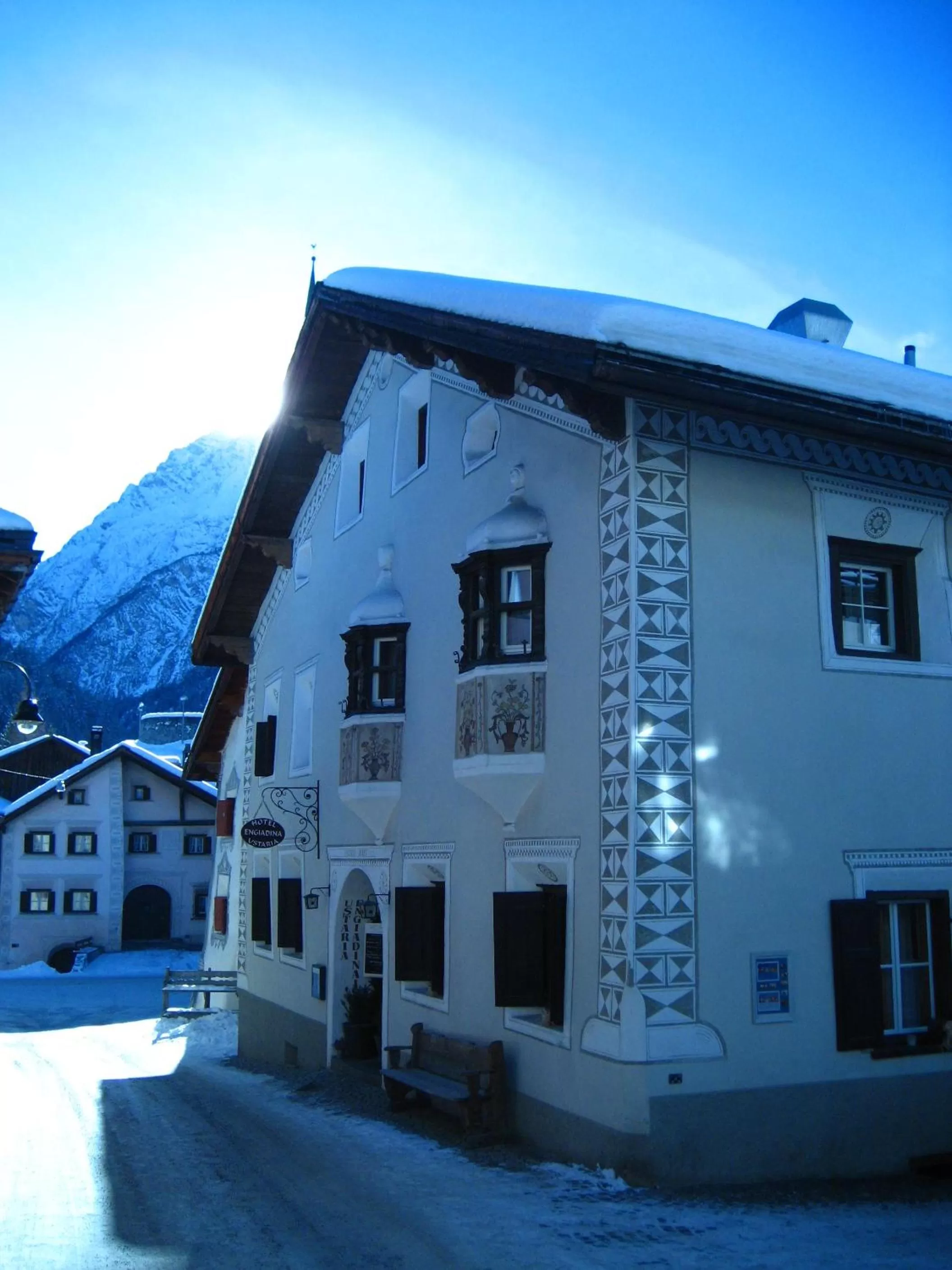 Property building, Winter in Hotel Engiadina