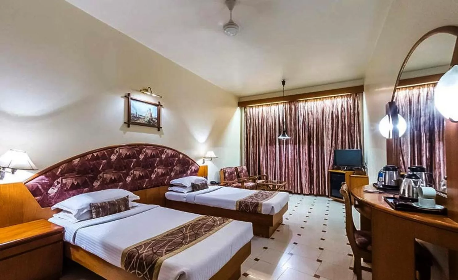 Photo of the whole room, Bed in Malligi,Hampi