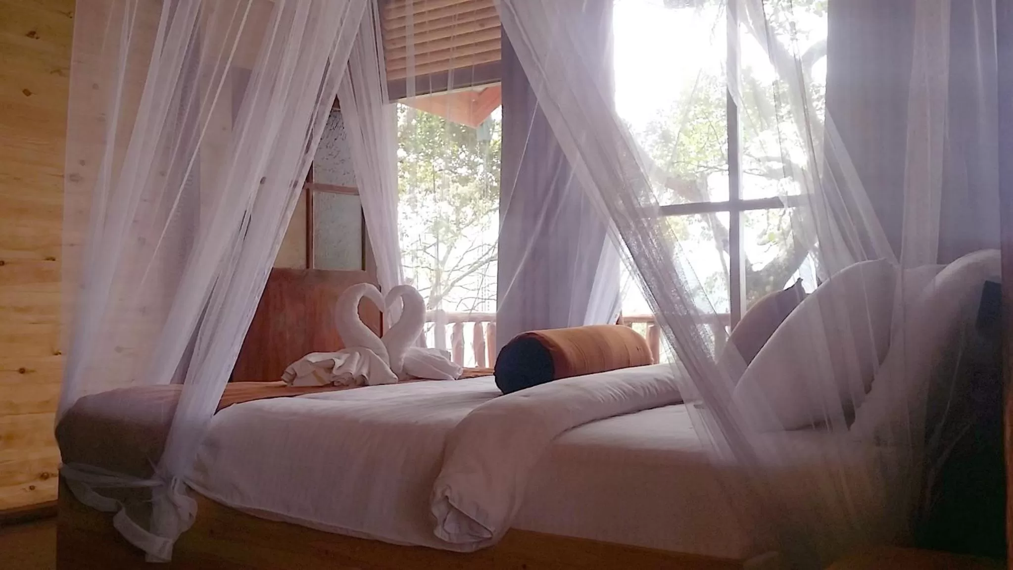 Bed in Saffron Eco Cottage