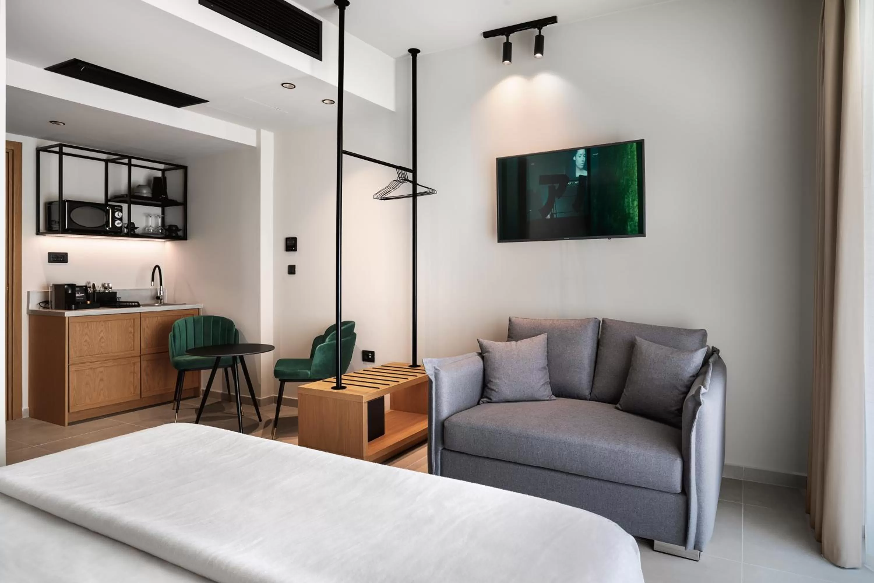 Seating area, Bed in Bob W Athens Akadimia