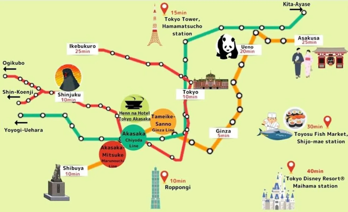 Nearby landmark in Henn na Hotel Tokyo Akasaka