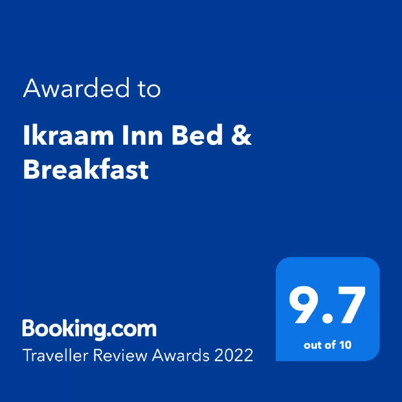 Certificate/Award, Bed in Ikraam Inn Bed & Breakfast