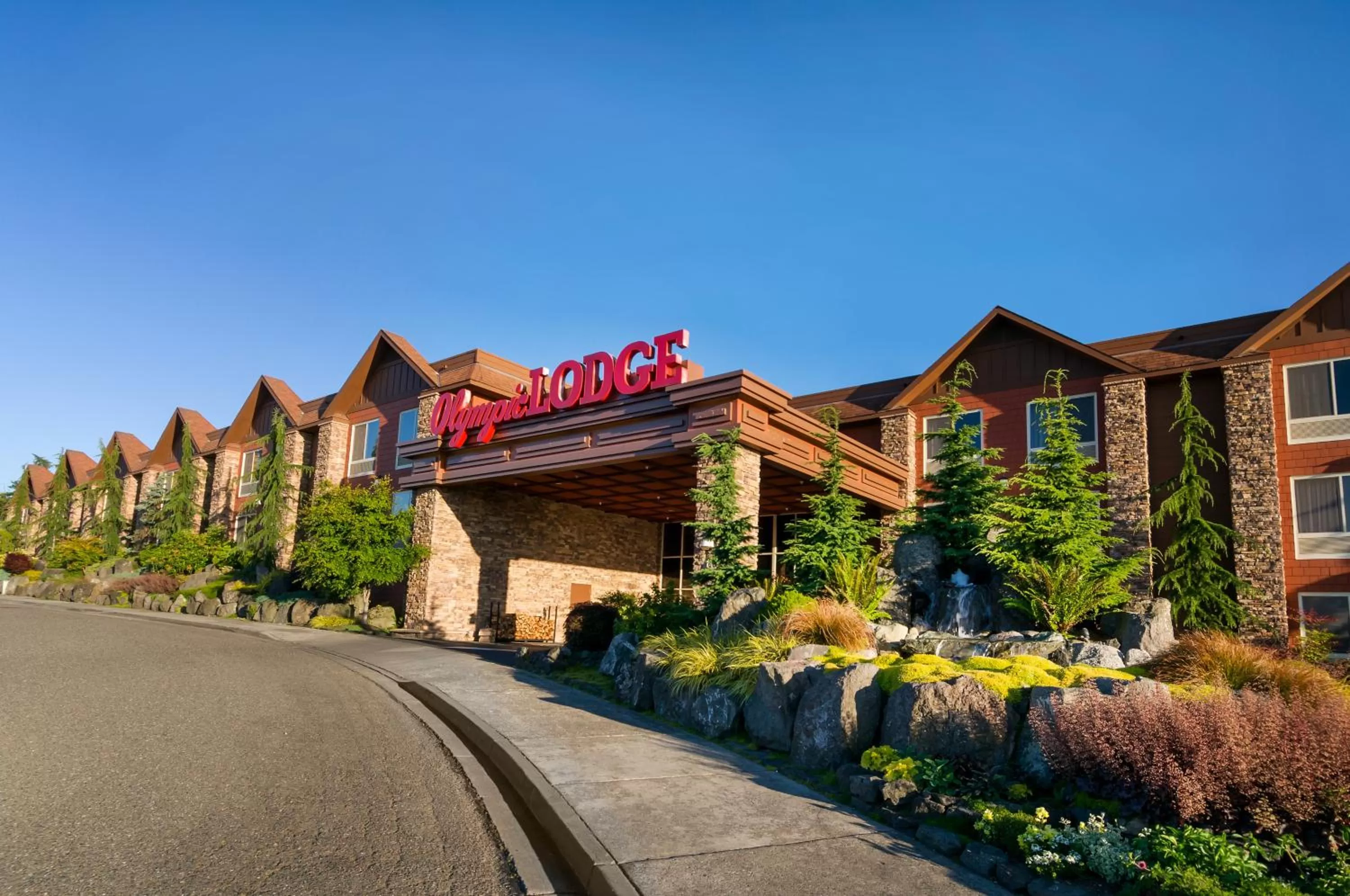 Facade/entrance in Olympic Lodge by Ayres