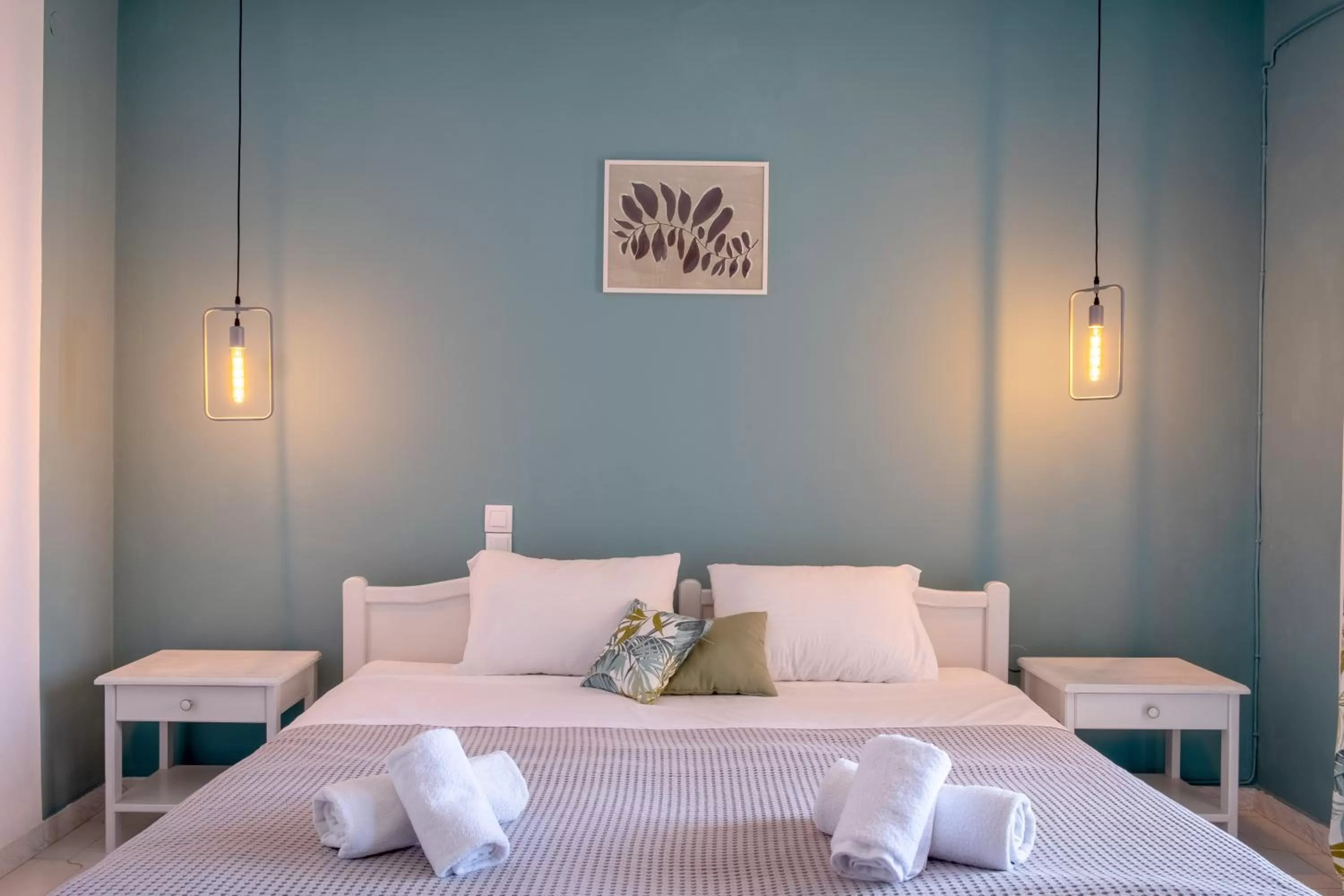 Bed in Pefkides Aegina Boutique Apartments