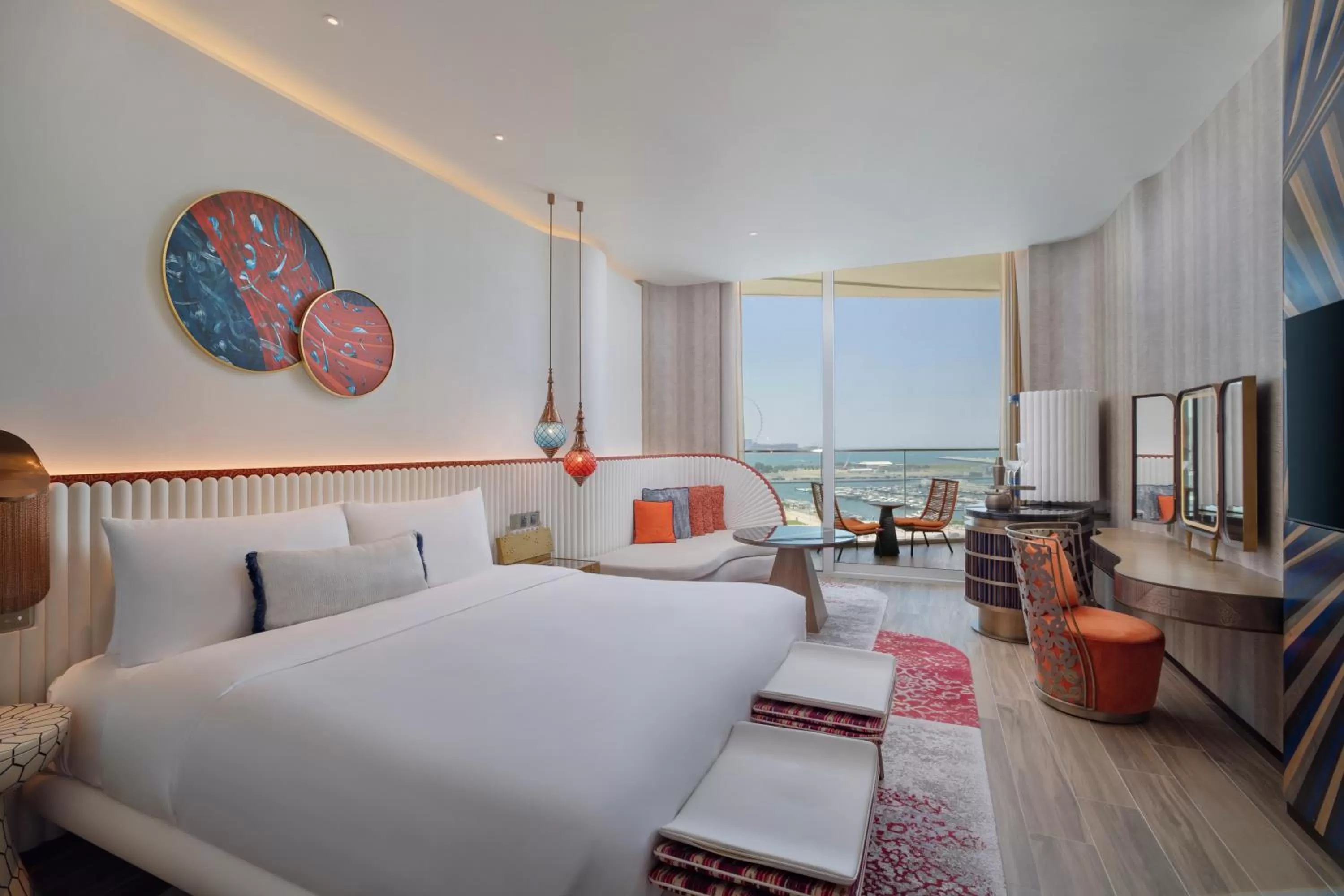 View (from property/room), Bed in W Dubai - Mina Seyahi