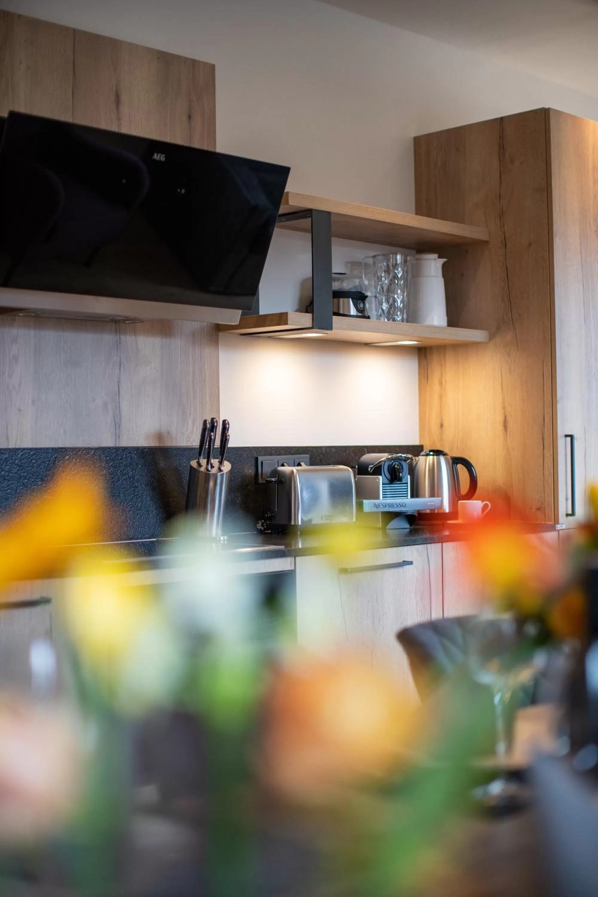 Kitchen or kitchenette in Emma Deluxe Aparthotel direkt beim Skibus