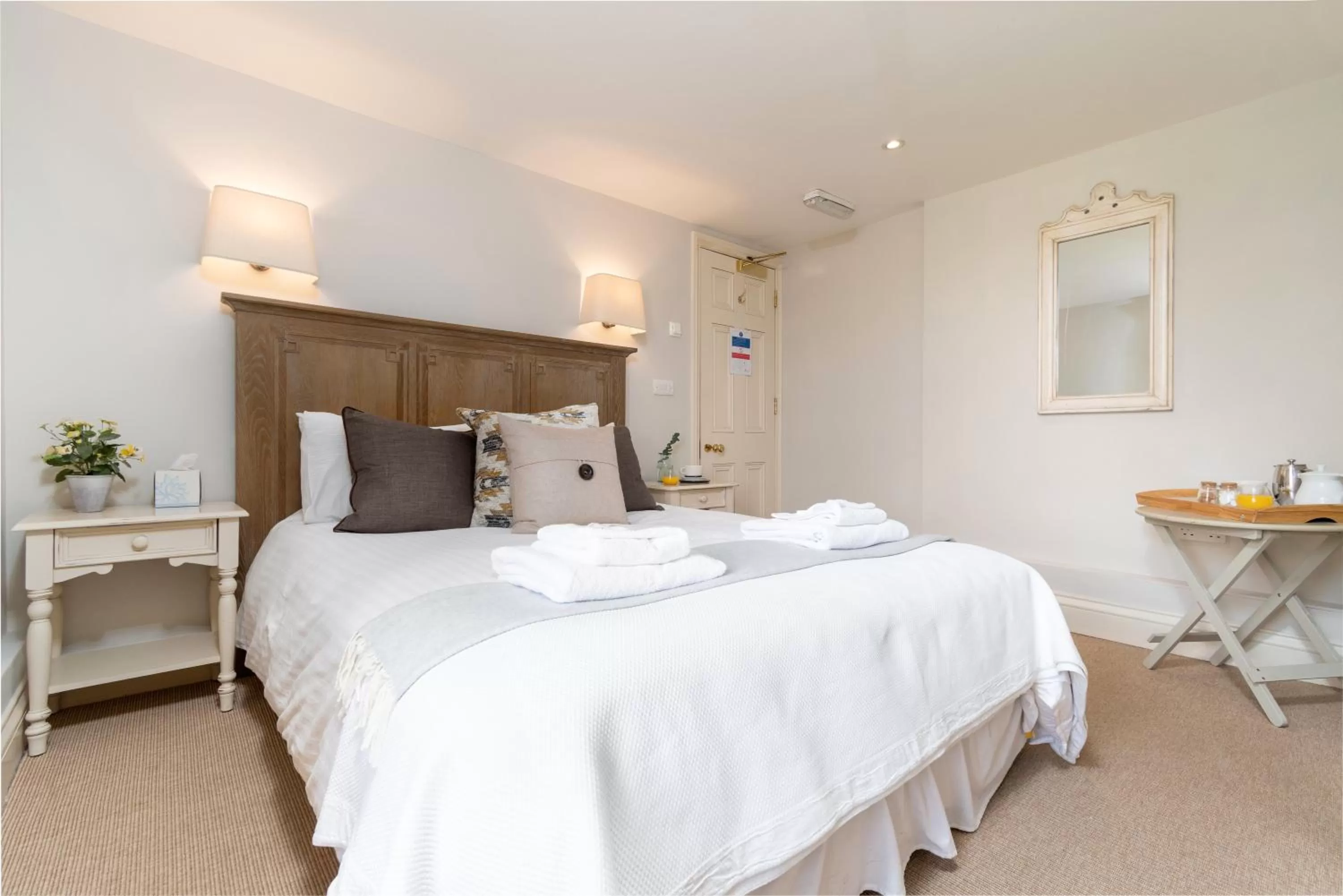 Bed in The Farmhouse at Bodnant Welsh Food