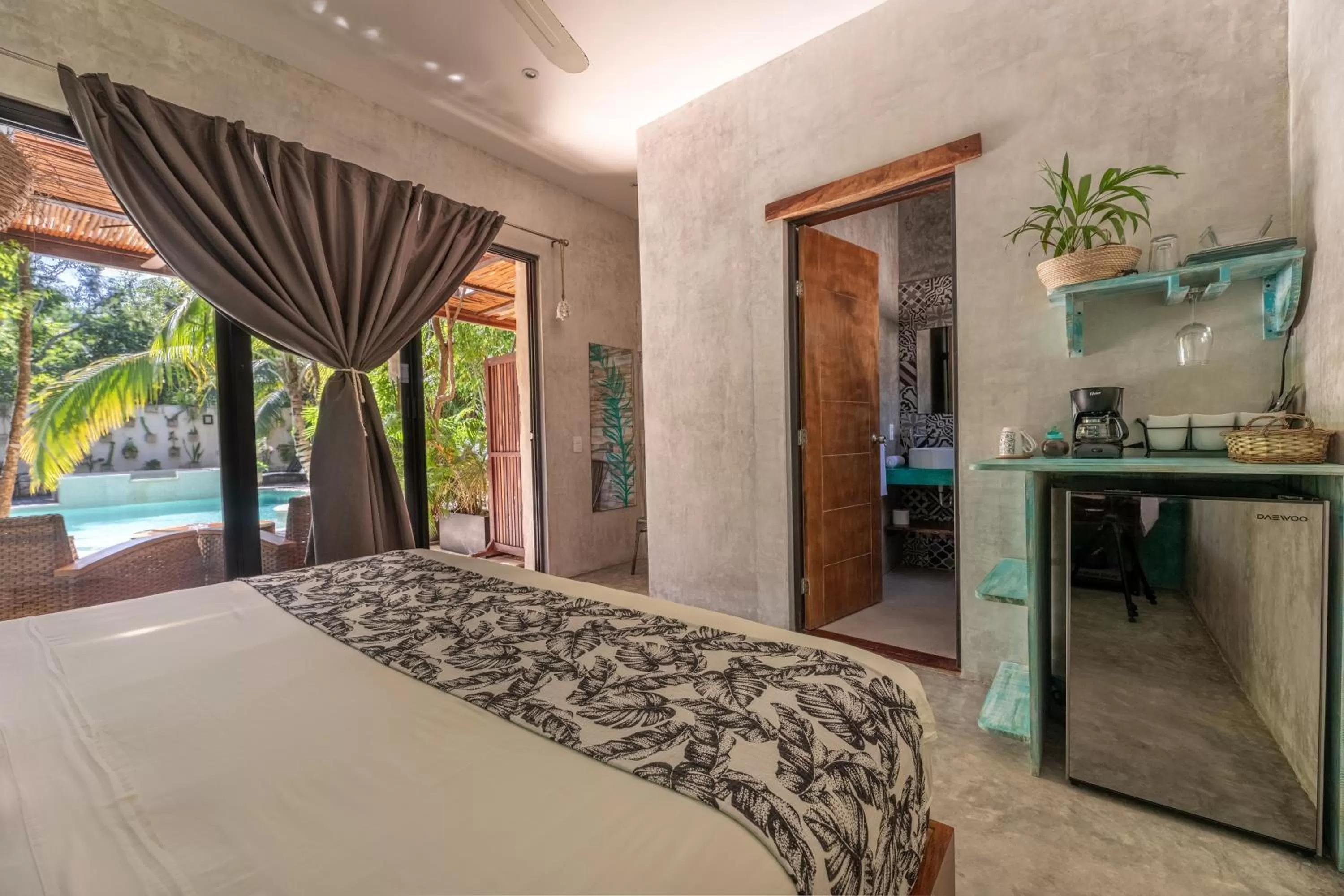 Kitchen or kitchenette, Bed in Trece Lunas Tulum - Enchanted Resort