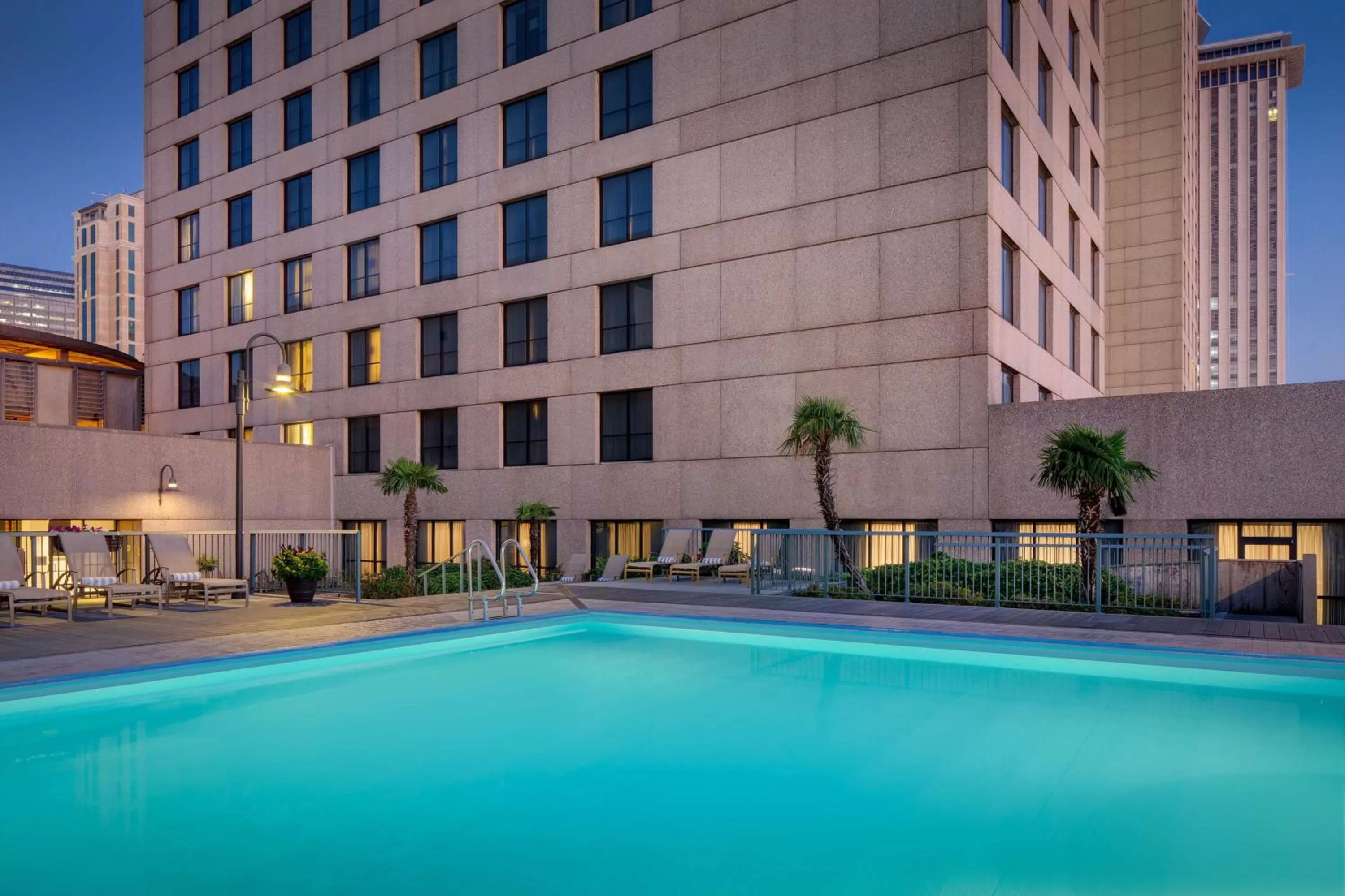 Pool view in Hilton New Orleans Riverside