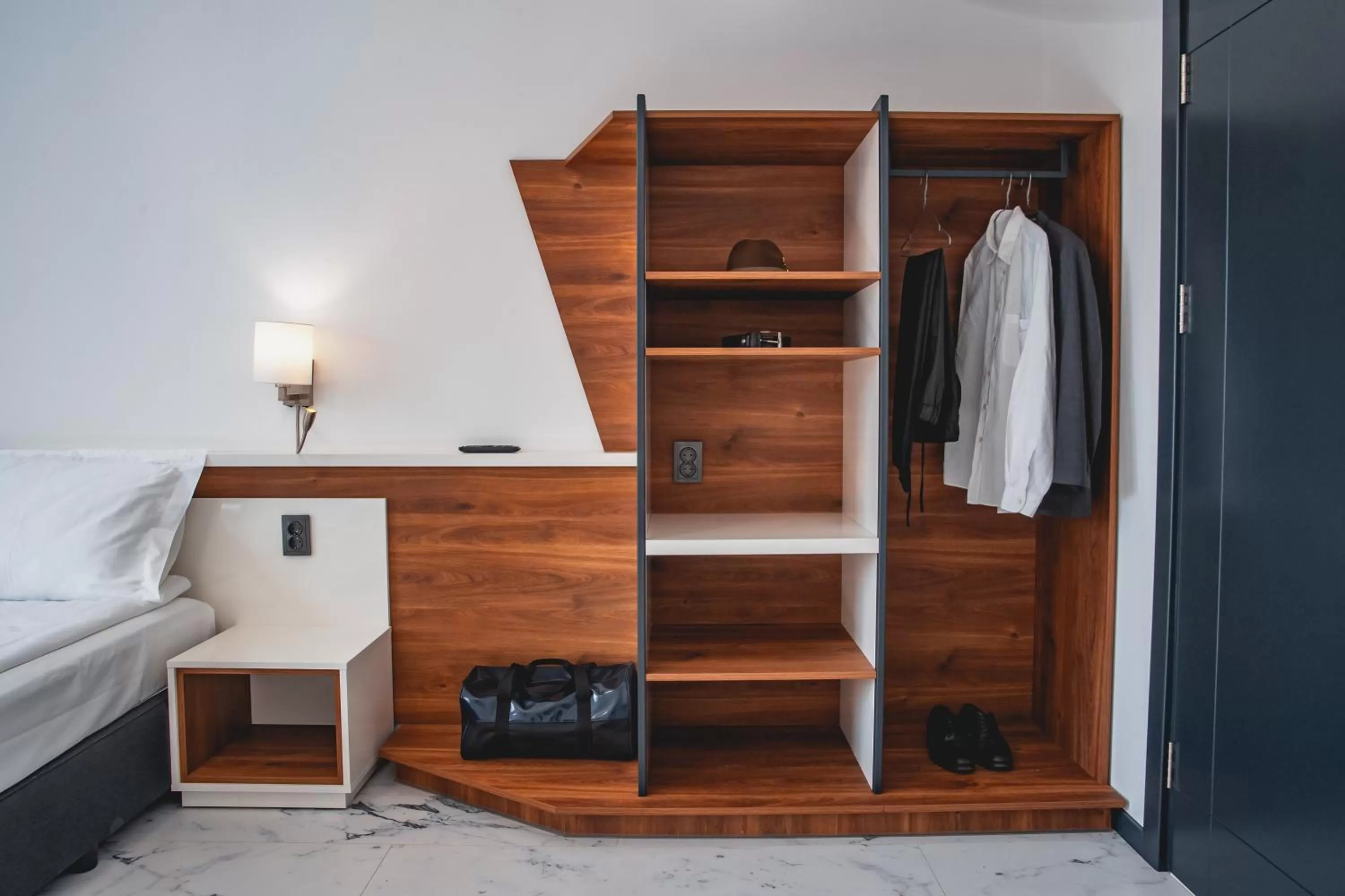 wardrobe, Bed in RUBO Hotel