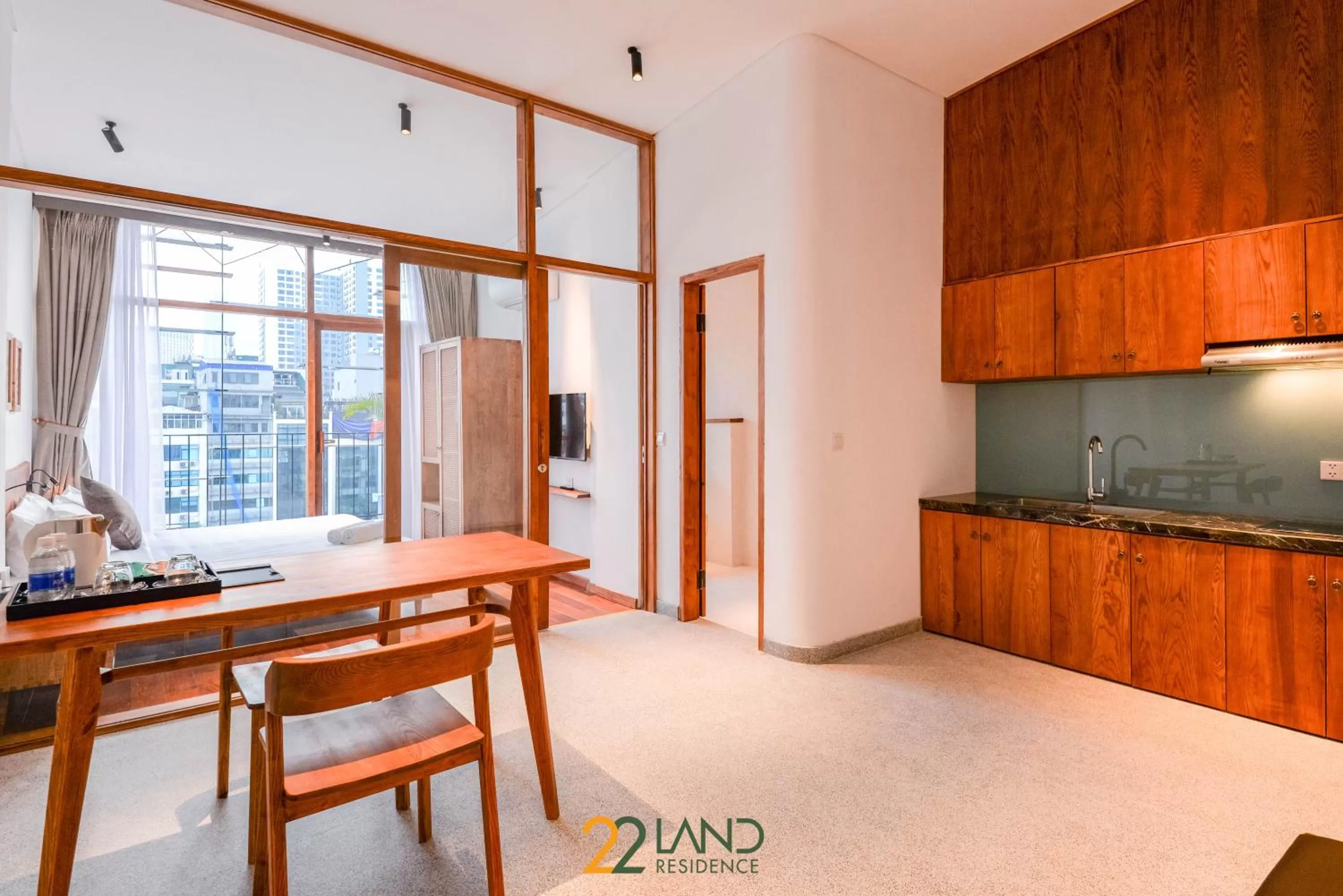 Kitchen or kitchenette in 22Land Hotel & Residence