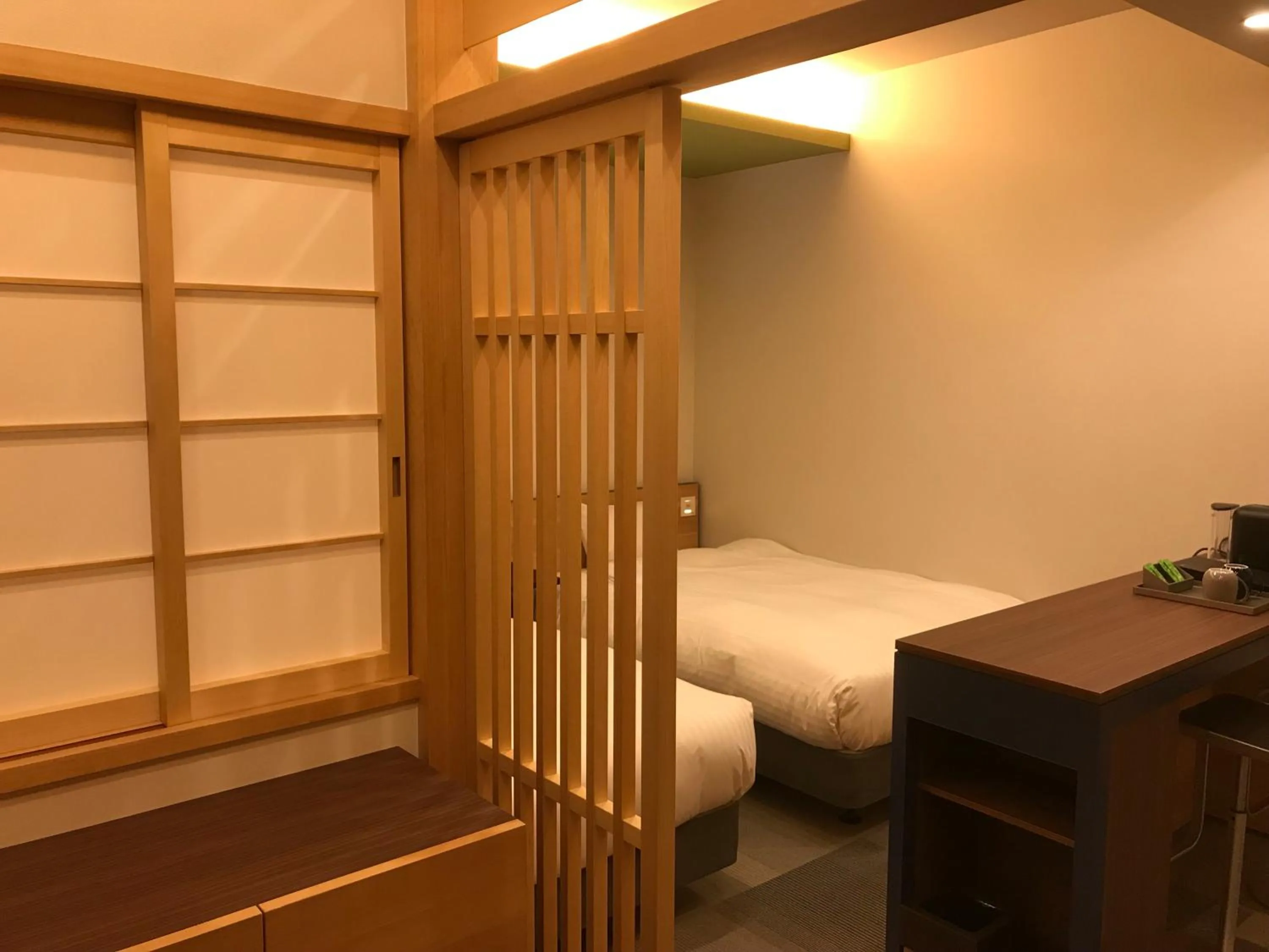 Decorative detail, Bed in Hotel Yururito Osaka