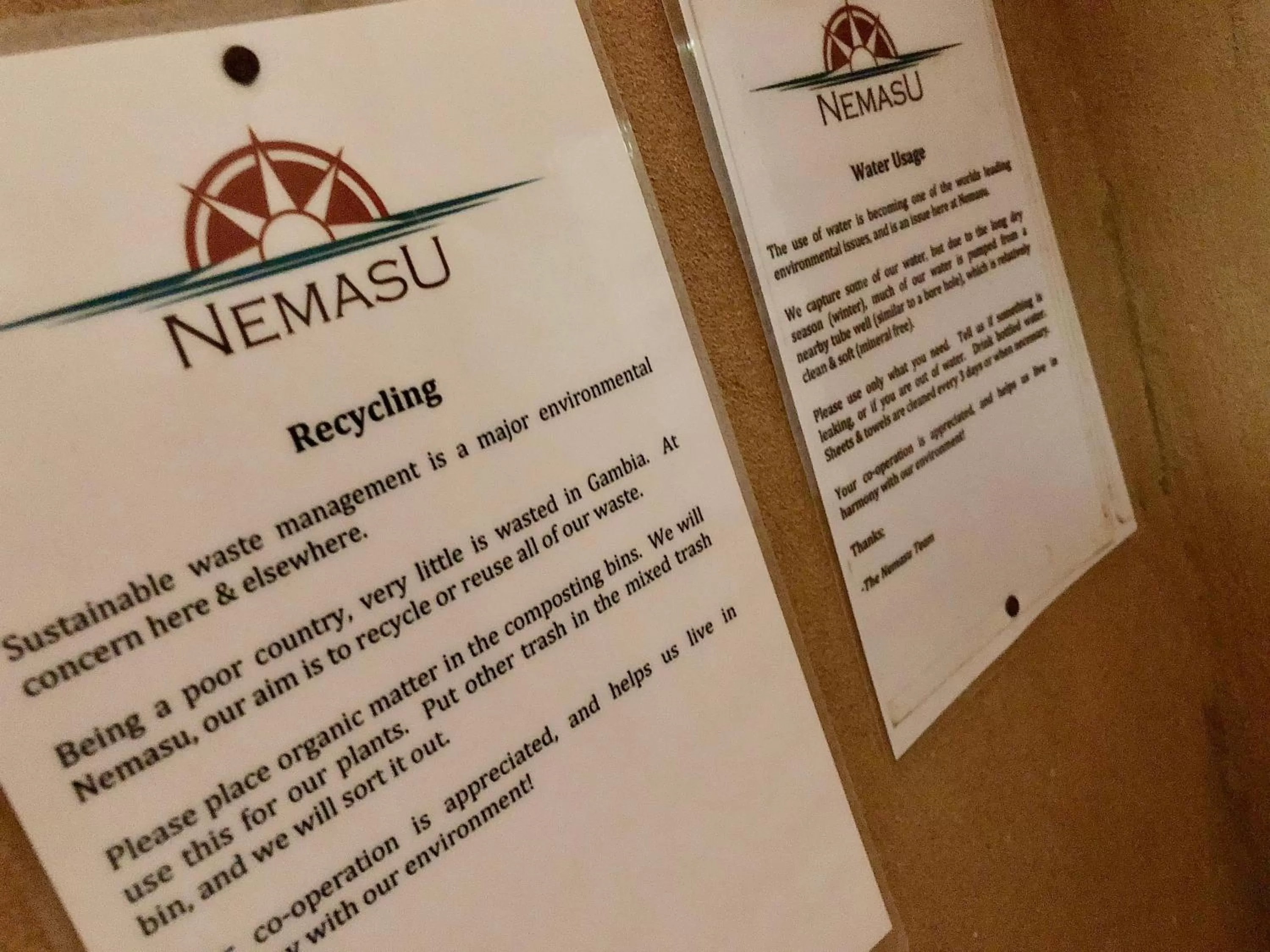 Logo/Certificate/Sign in Nemasu Eco-lodge