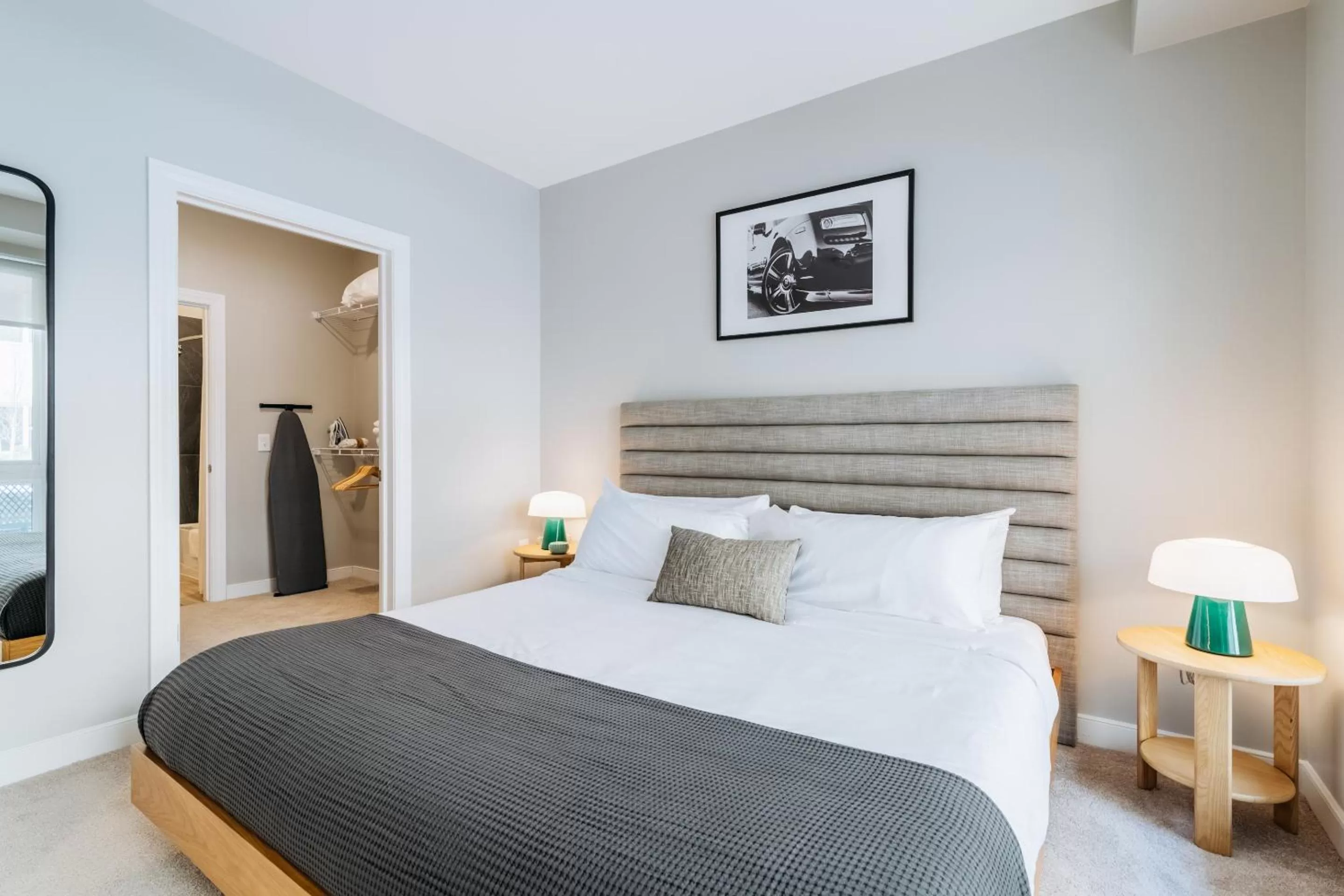 Bedroom, Bed in Mint House Detroit - New Center