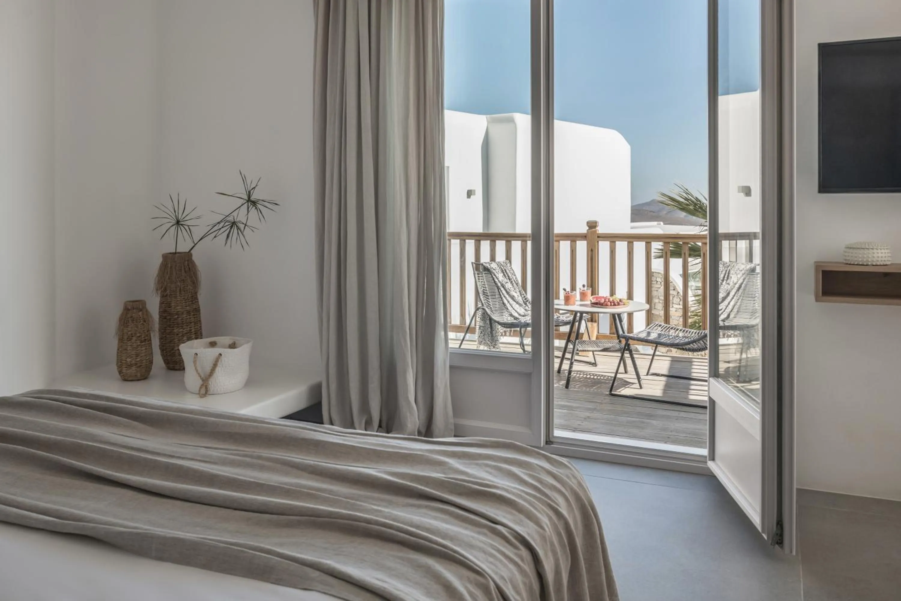 View (from property/room), Bed in A Hotel Mykonos