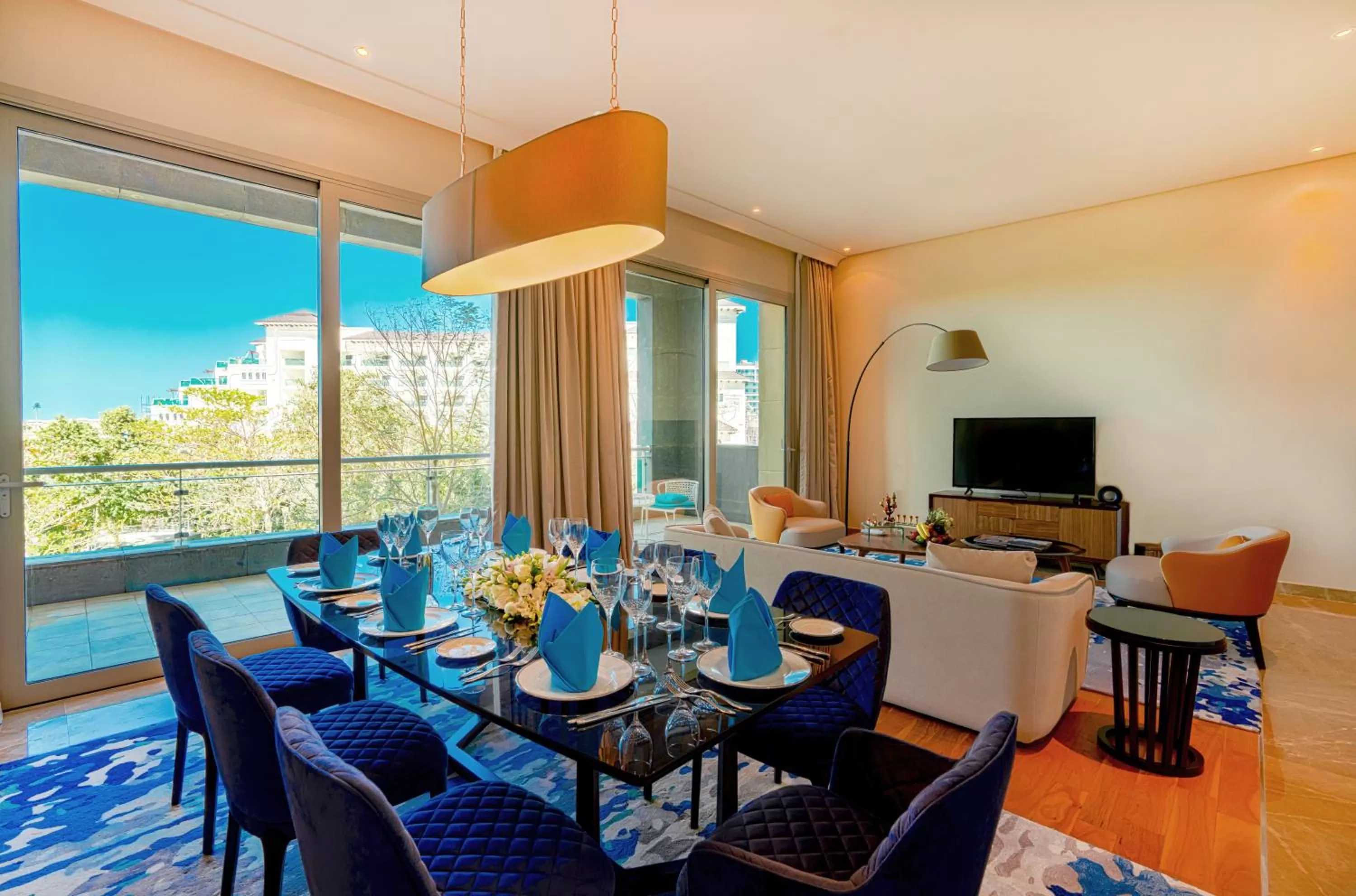 Living room, Dining Area in Rixos The Palm Luxury Suite Collection - Ultra All Inclusive
