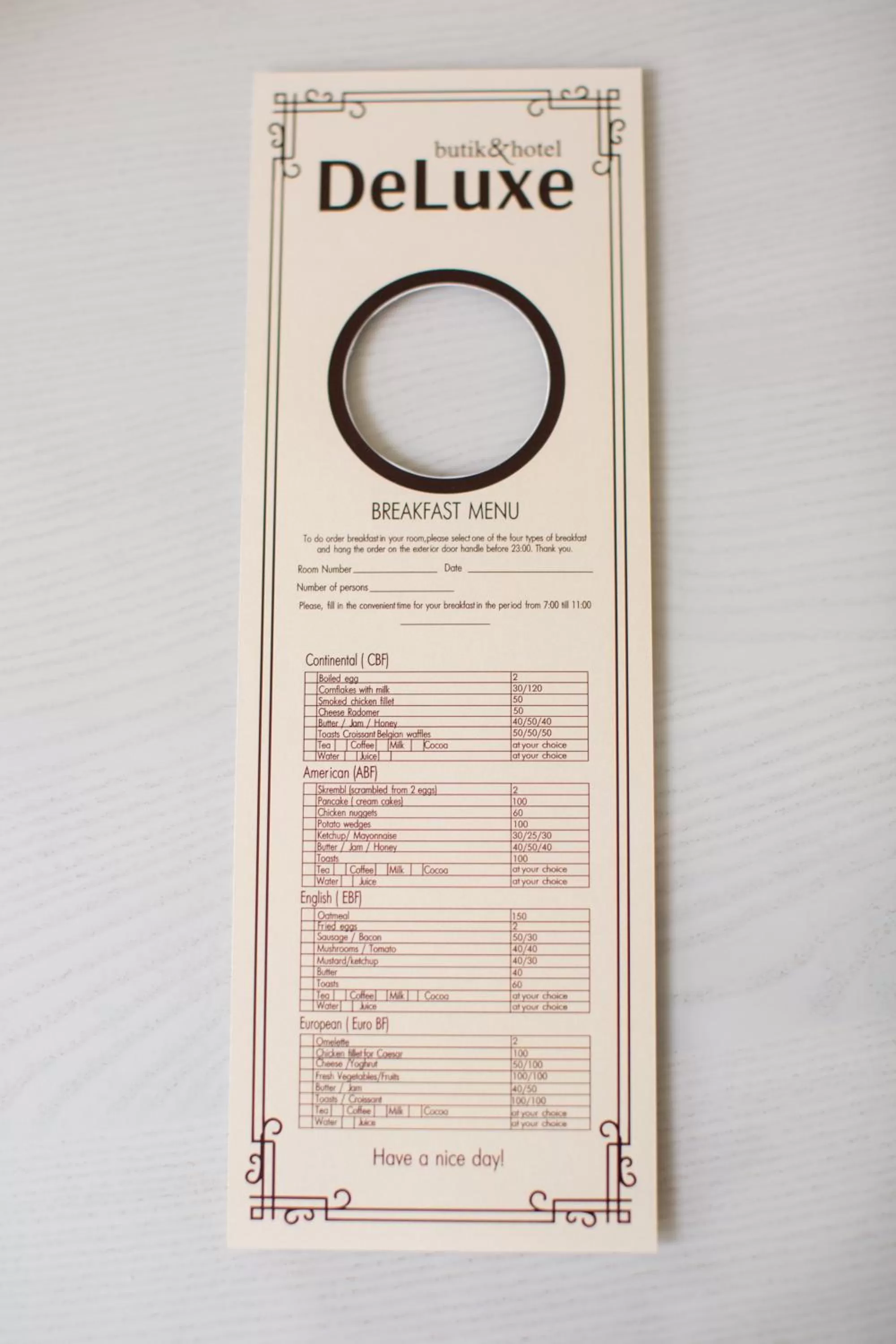 Food close-up in Boutique Hotel Deluxe