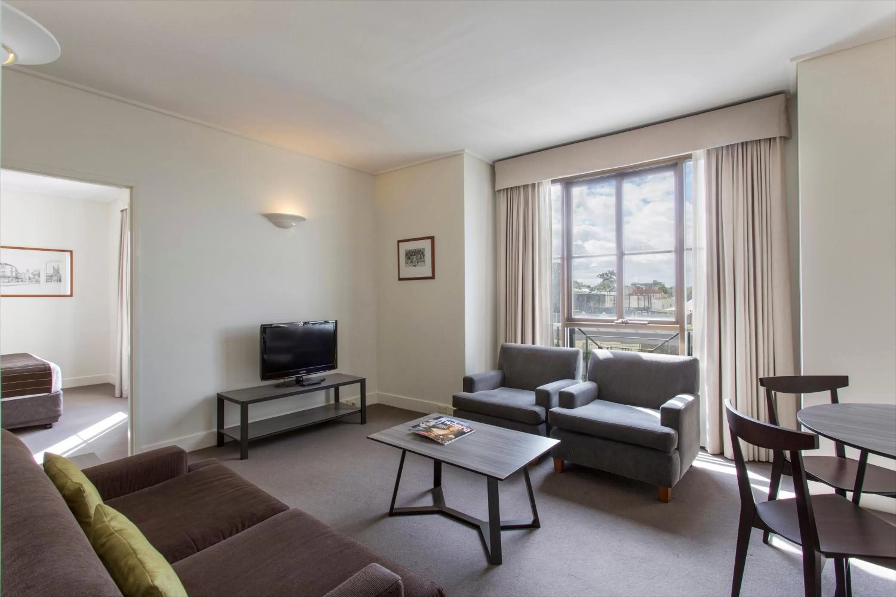 Living room in Mantra on Jolimont Melbourne