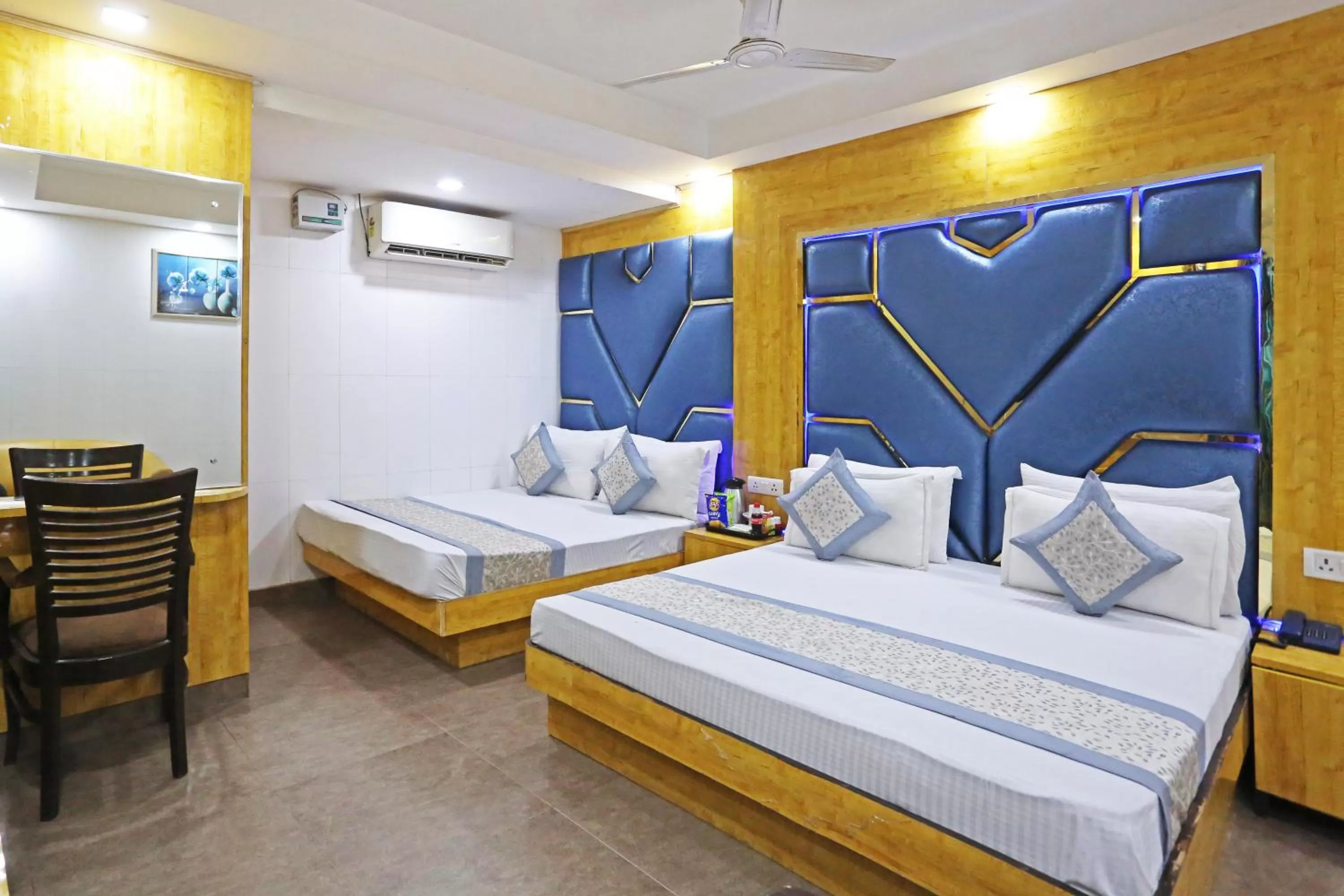 Photo of the whole room, Bed in Hotel Preet Palace -5 Mints Walk From Nizamuddin Railway Station