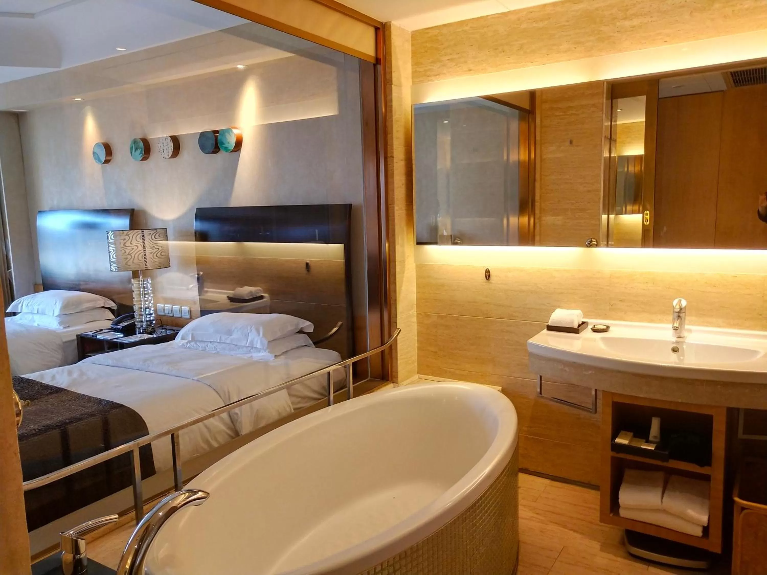 Bathroom, Bed in Marco Polo Parkside, Beijing