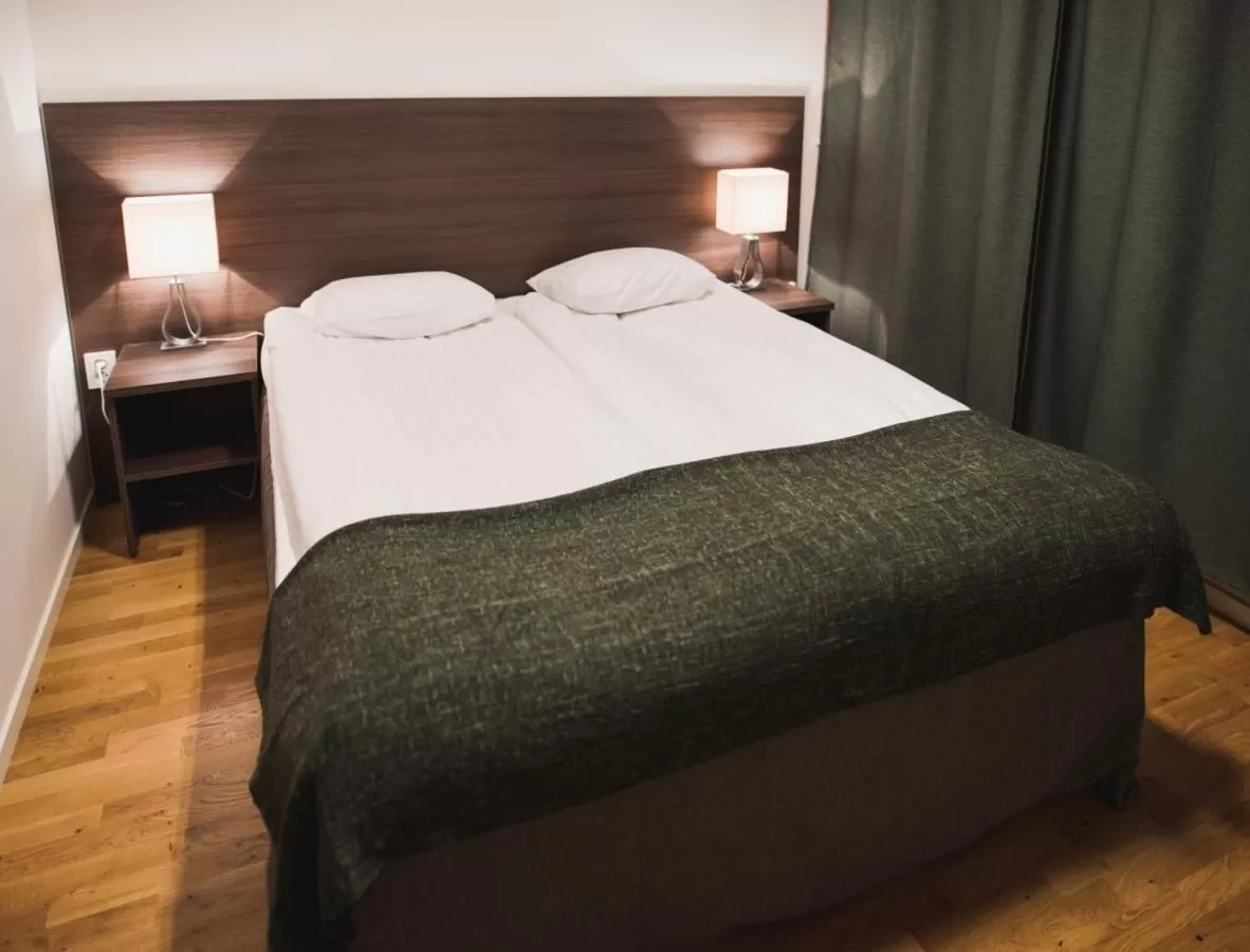 Bed in Stay Xtra Hotel Kista