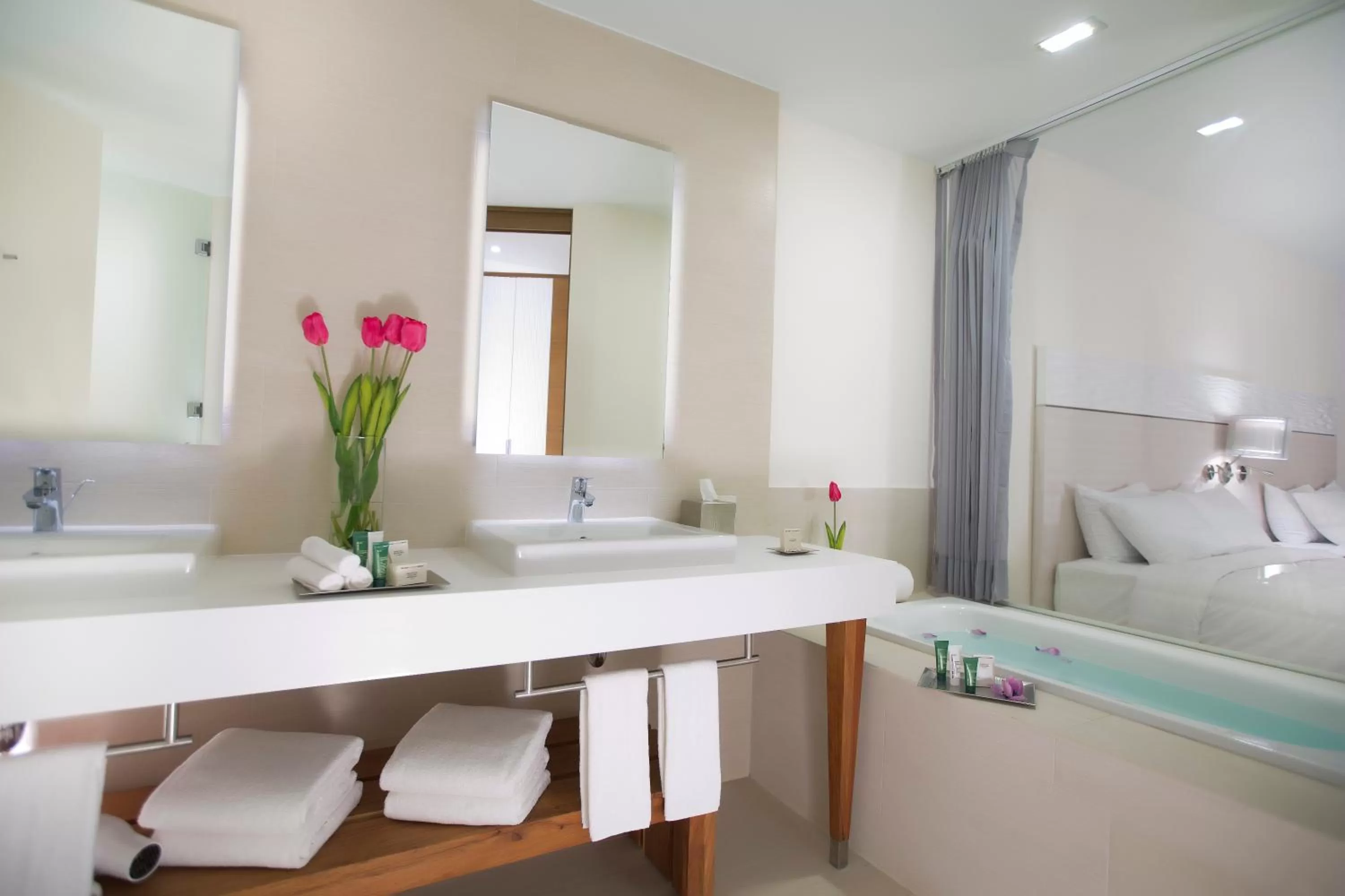 Bathroom, Bed in The Hacienda at Krystal Grand Puerto Vallarta- All Inclusive