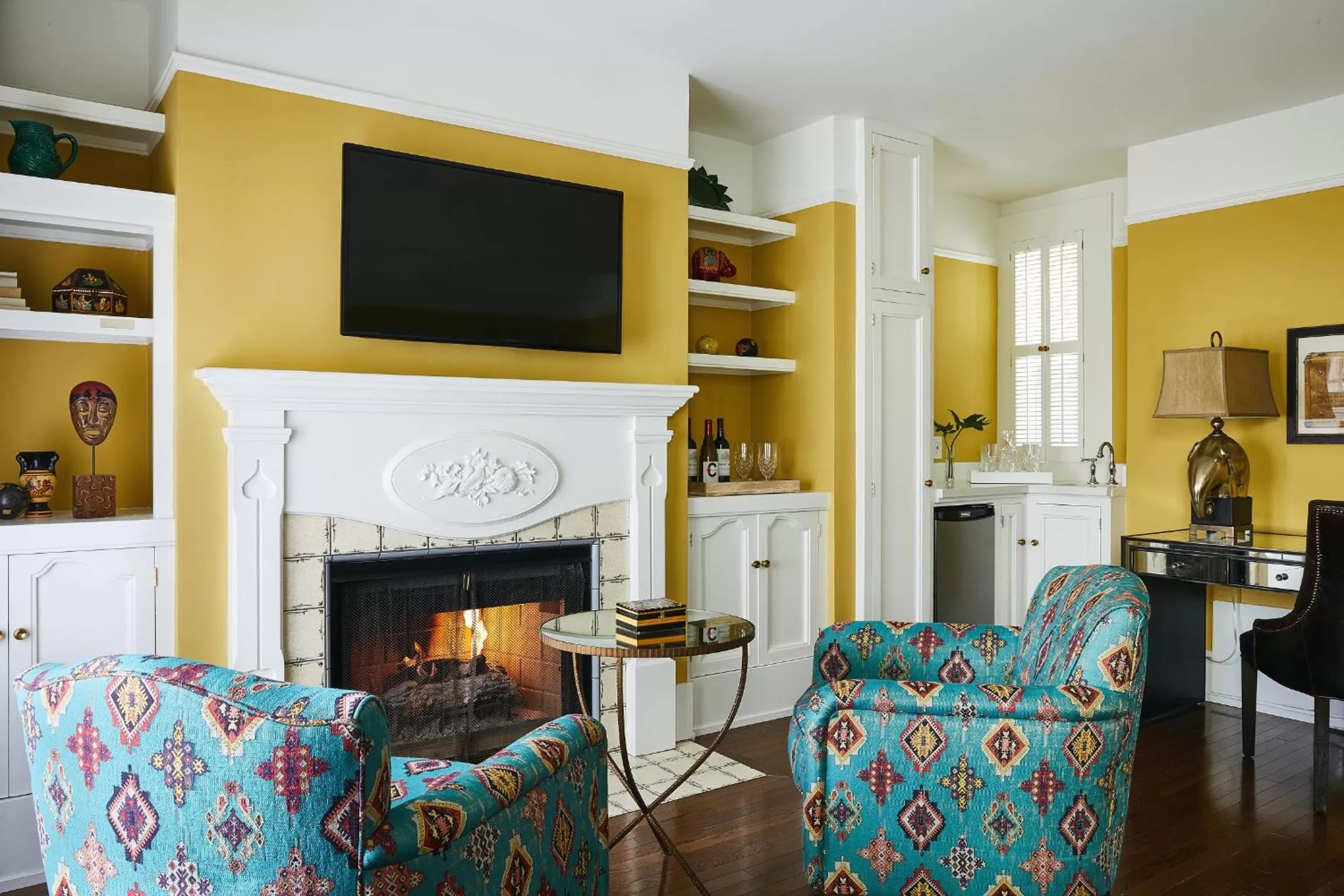 fireplace in Petite Auberge