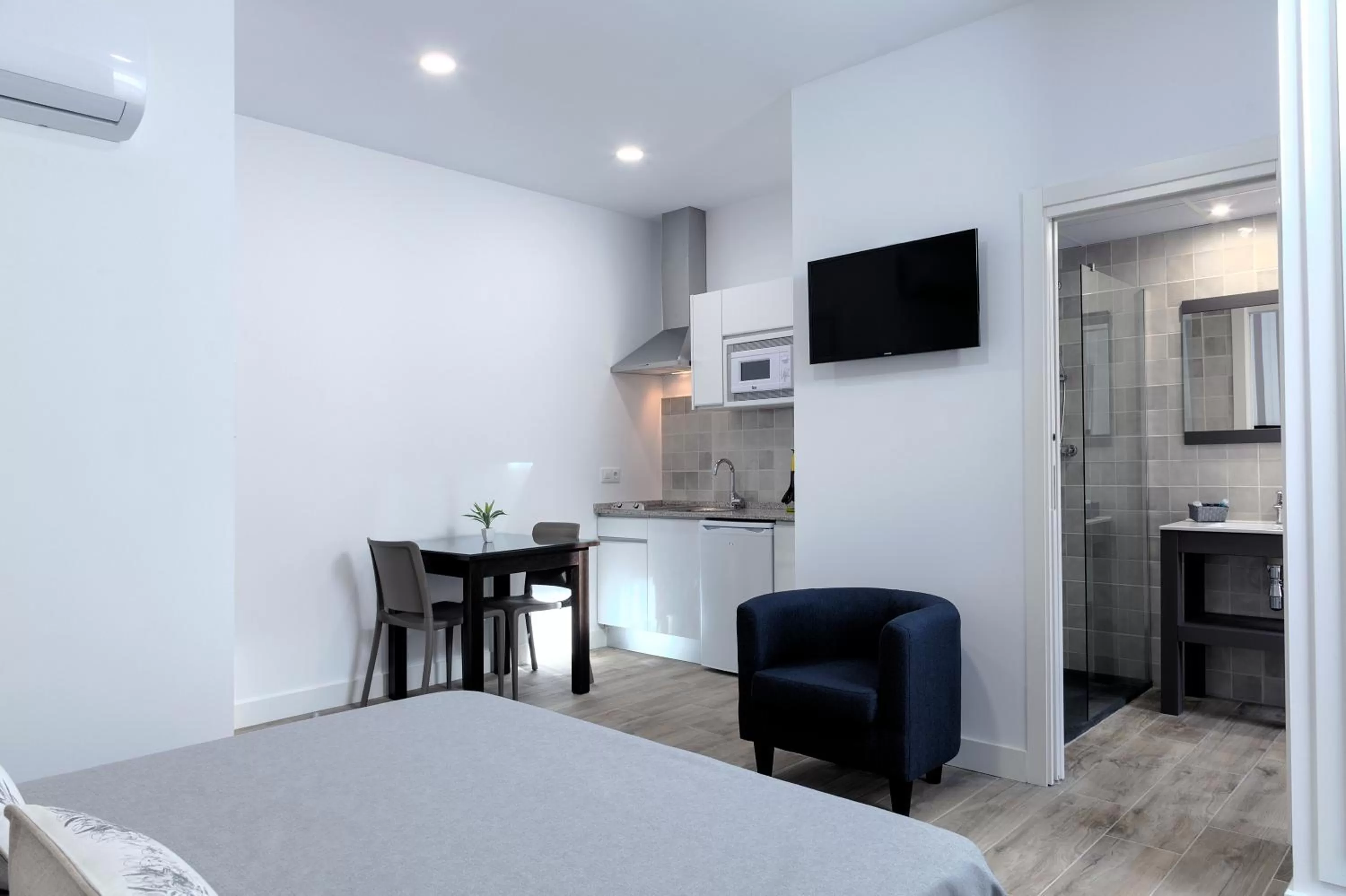 Kitchen or kitchenette, TV/Entertainment Center in Hotel Apartamentos MPD