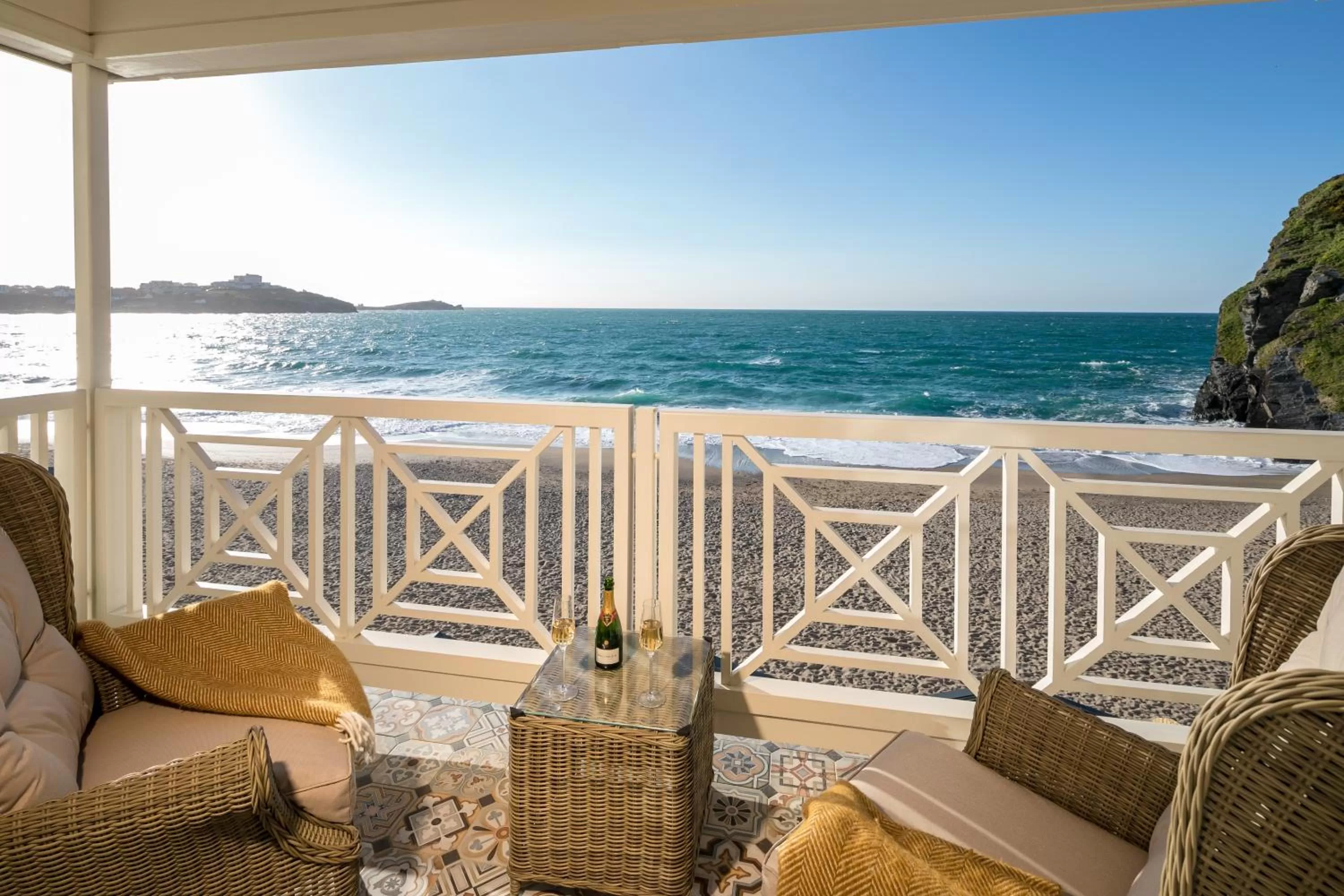 Balcony/Terrace in Tolcarne Beach Colonial Restaurant and Rooms