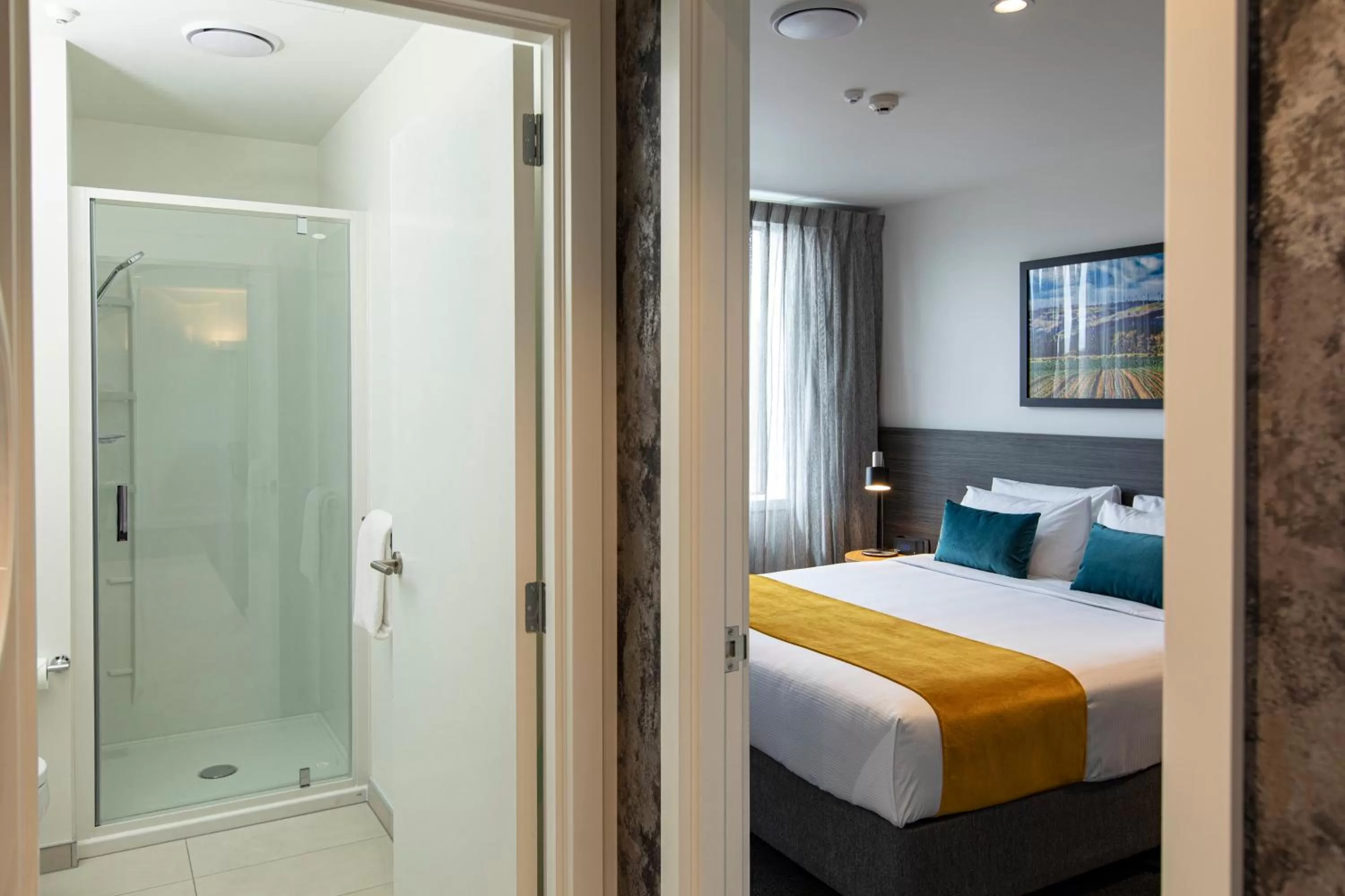 Shower, Bed in Quest Palmerston North