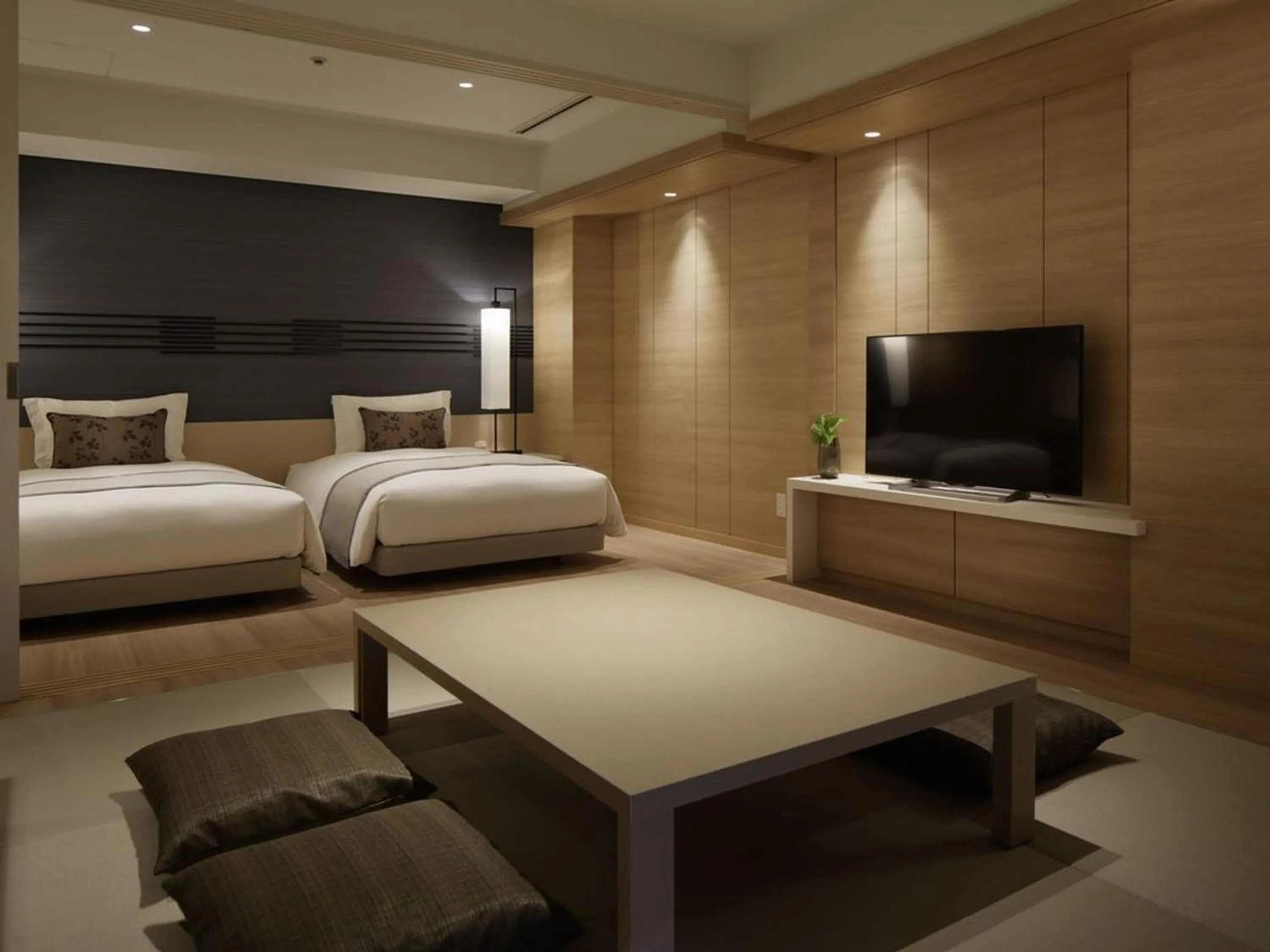 Living room, Bed in Kobe Minato Onsen Ren