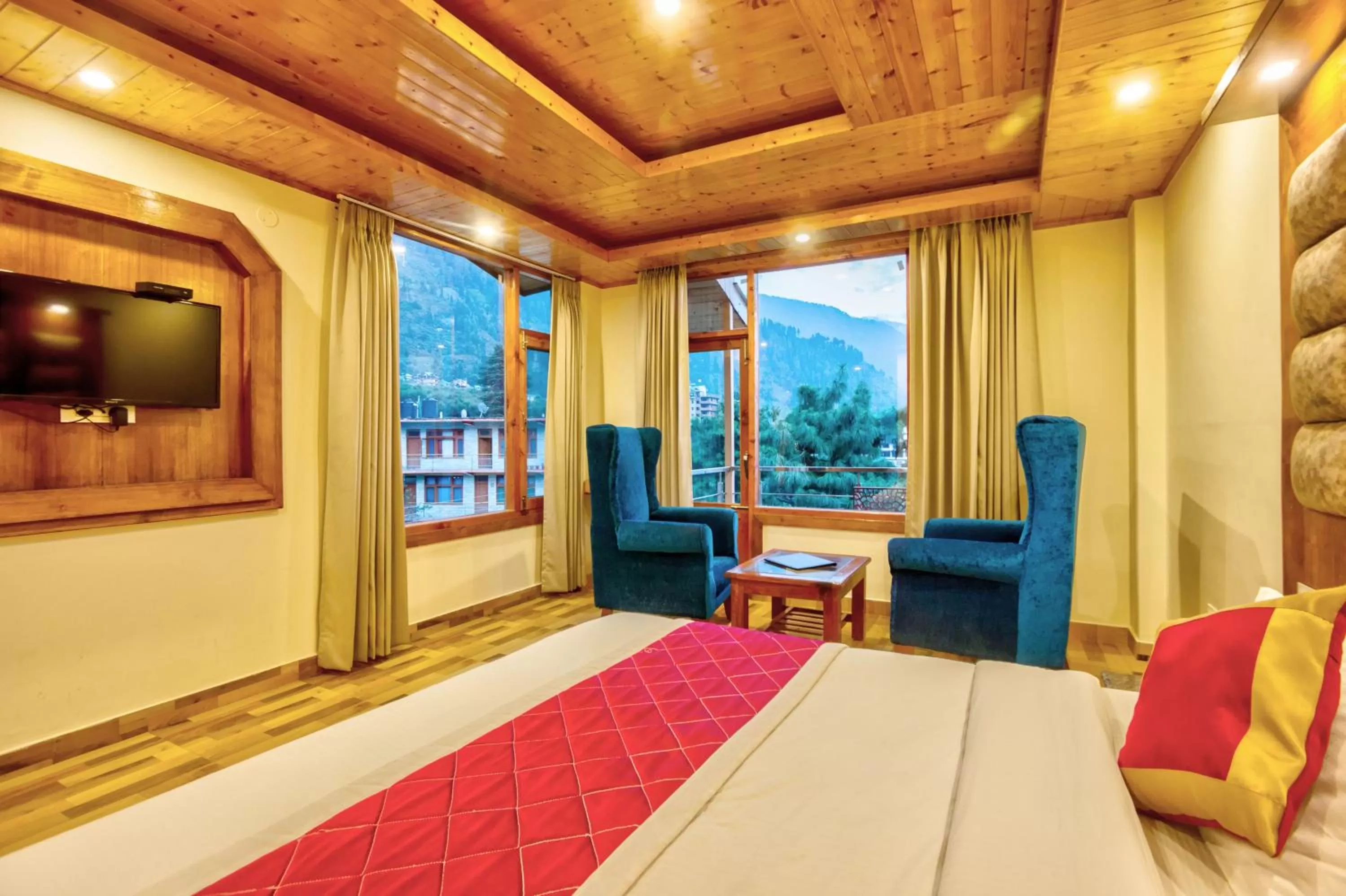 Deluxe Double Room with Balcony in Snow City's Montana Blues Resort Manali - Heated & Air-Cooled Stay