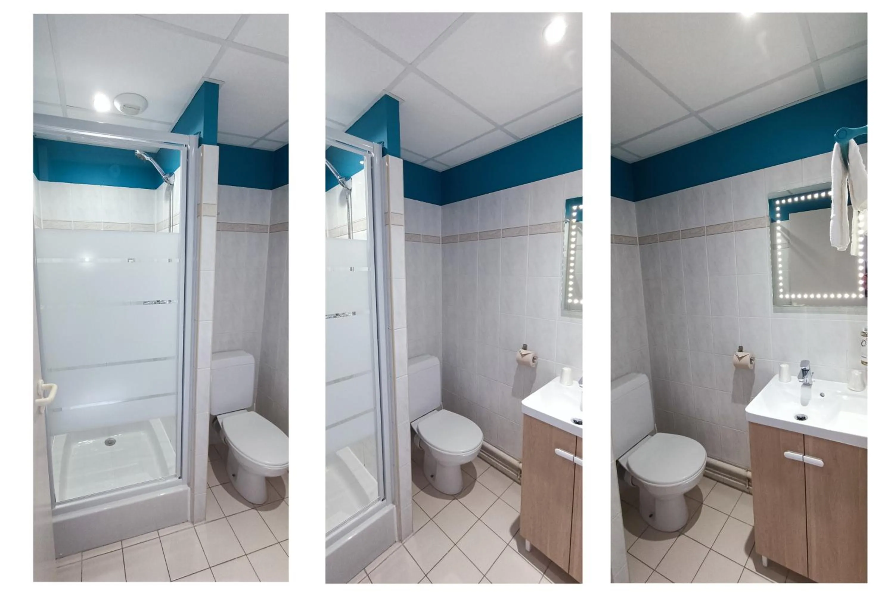 Shower in The Originals Access, Hôtel les Iris, Berck-sur-Mer