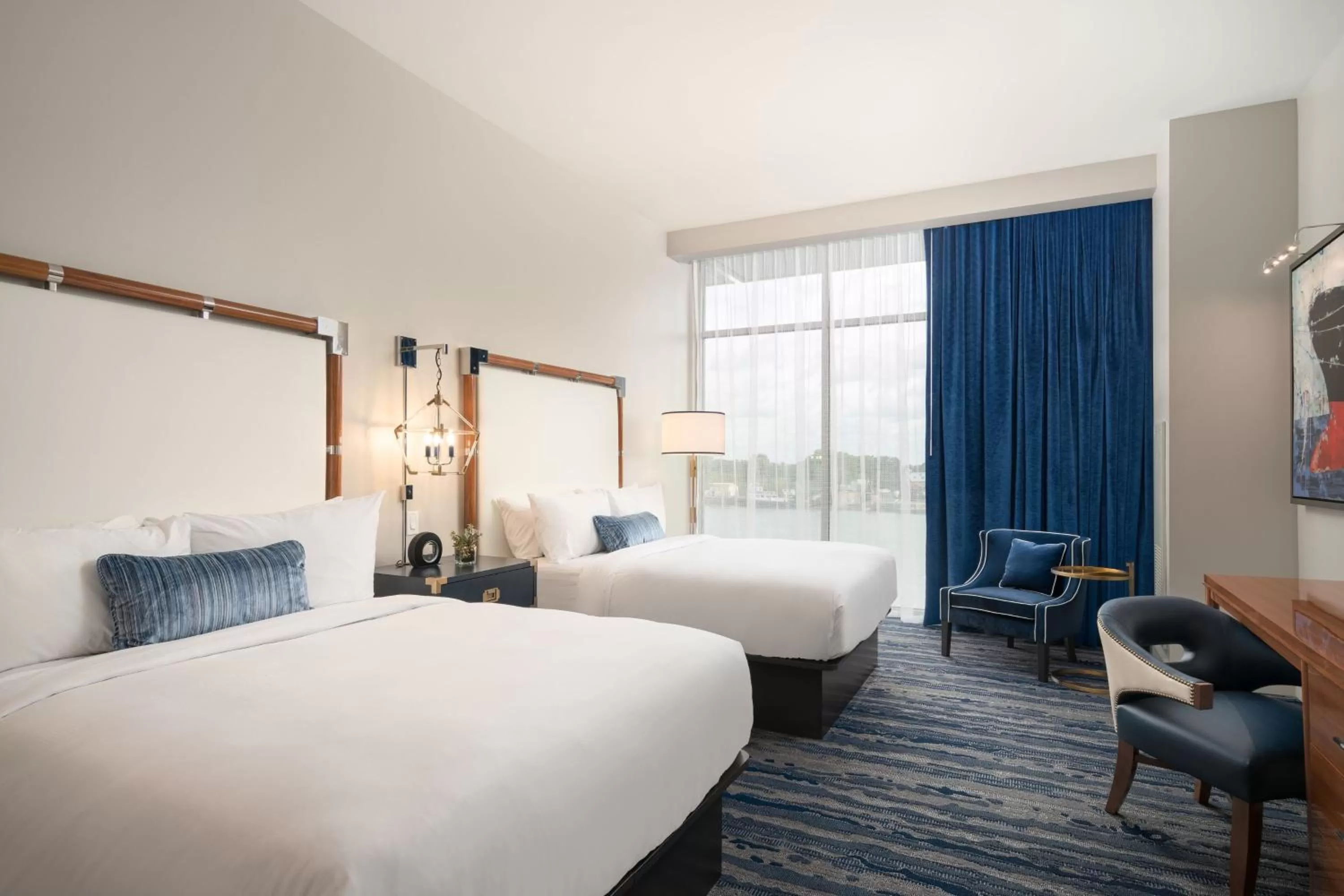 Deluxe Queen Room with Two Queen Beds, River View and Roll-in Shower - Mobility Accessible in JW Marriott Savannah Plant Riverside District