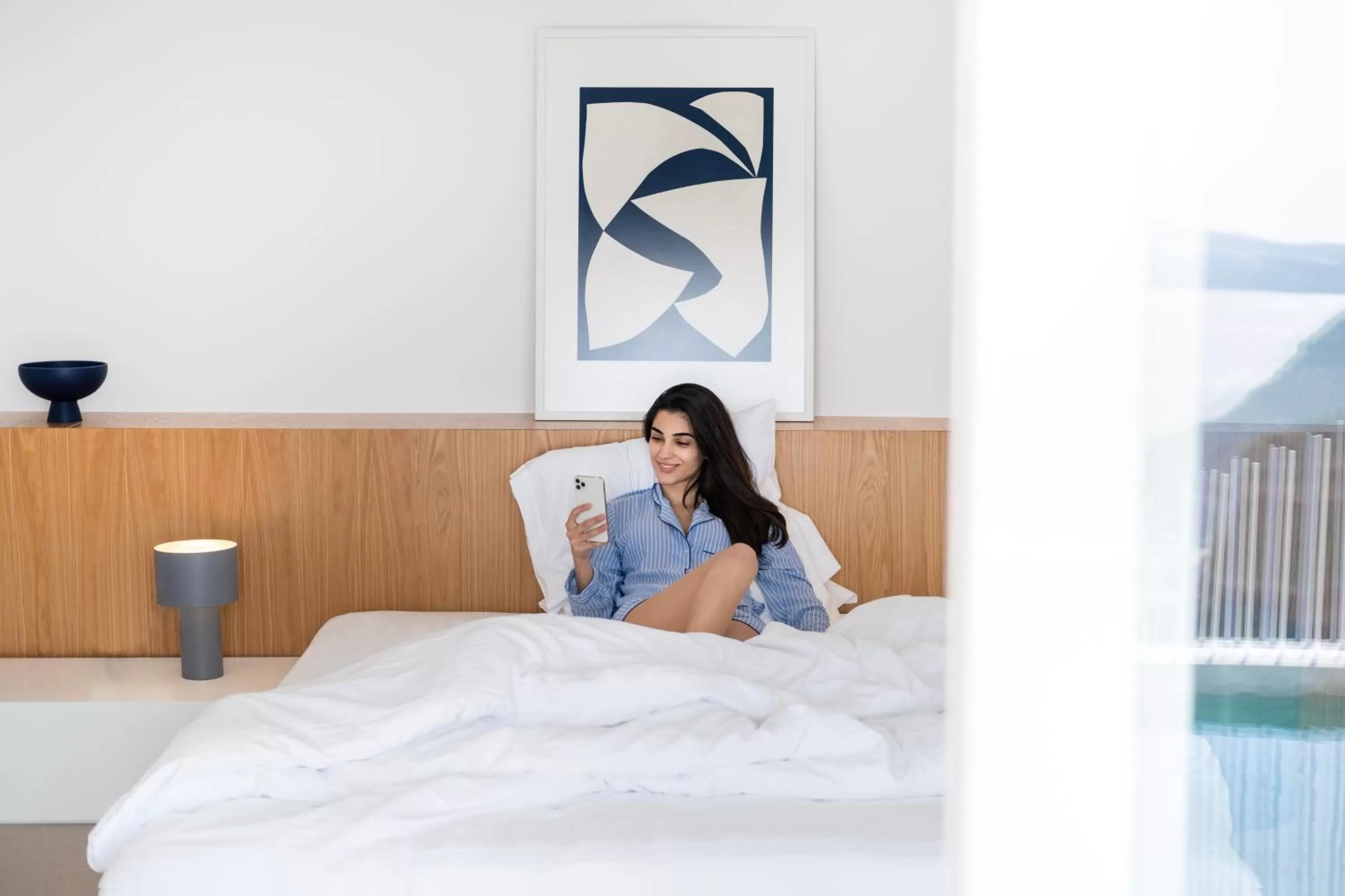 Bed in Lilium Hotel Santorini