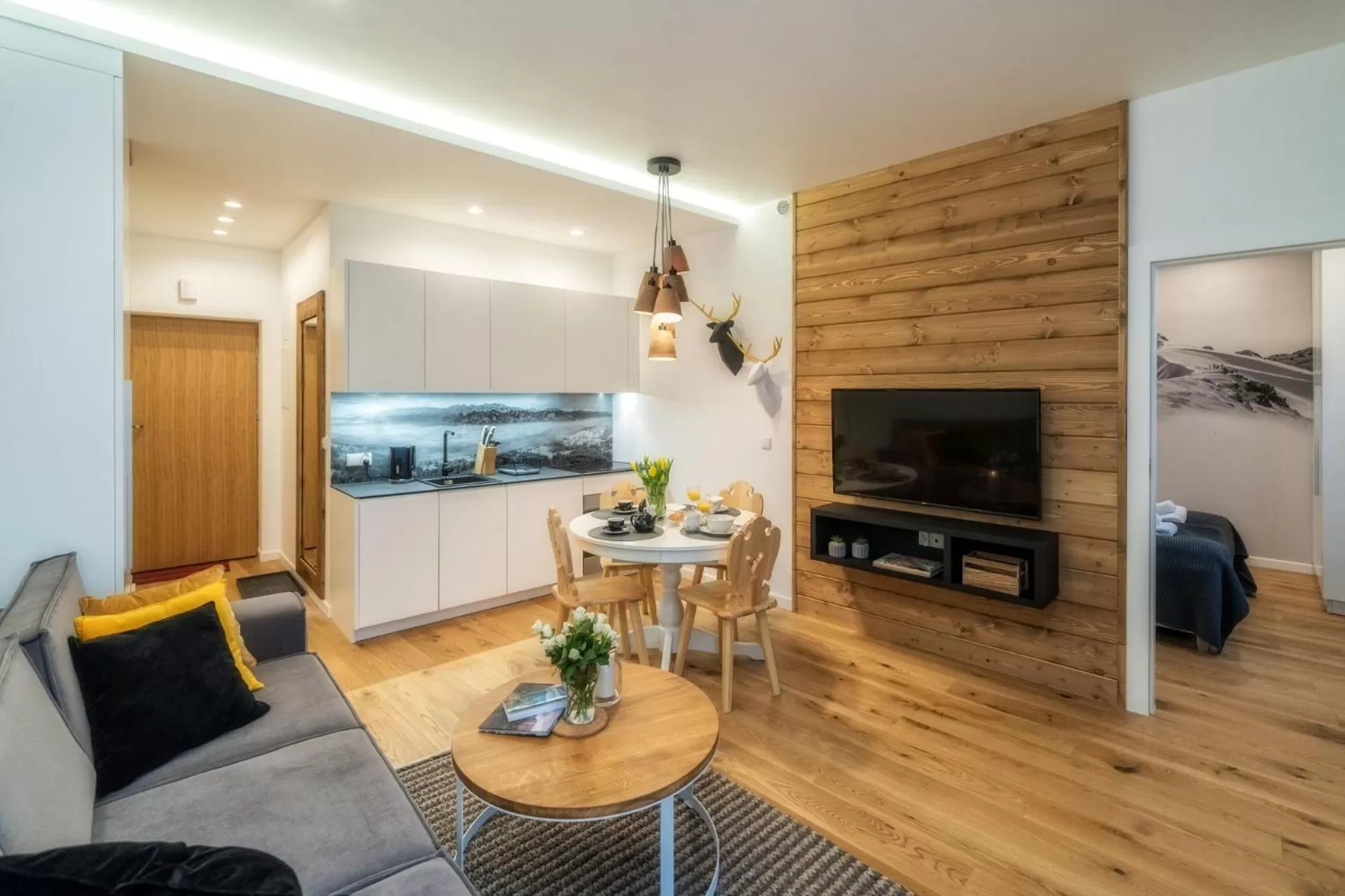 Kitchen or kitchenette in Aparthotel Giewont