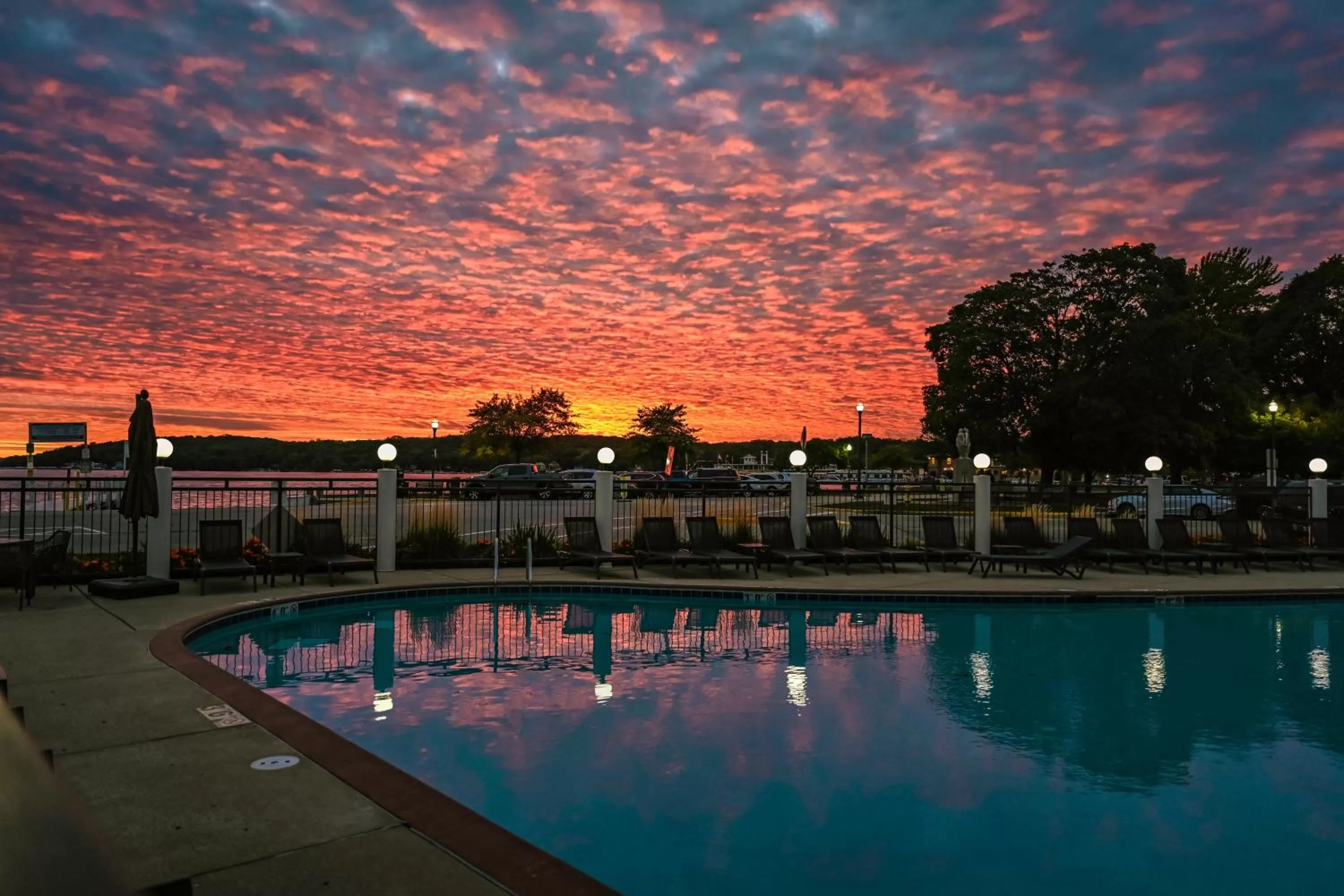 Swimming pool in Harbor Shores on Lake Geneva