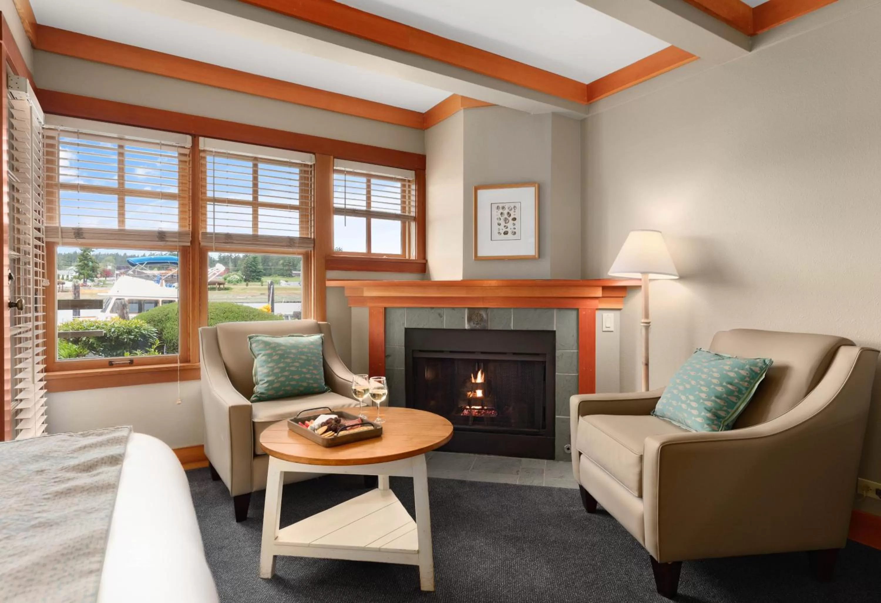 Seating area in La Conner Channel Lodge