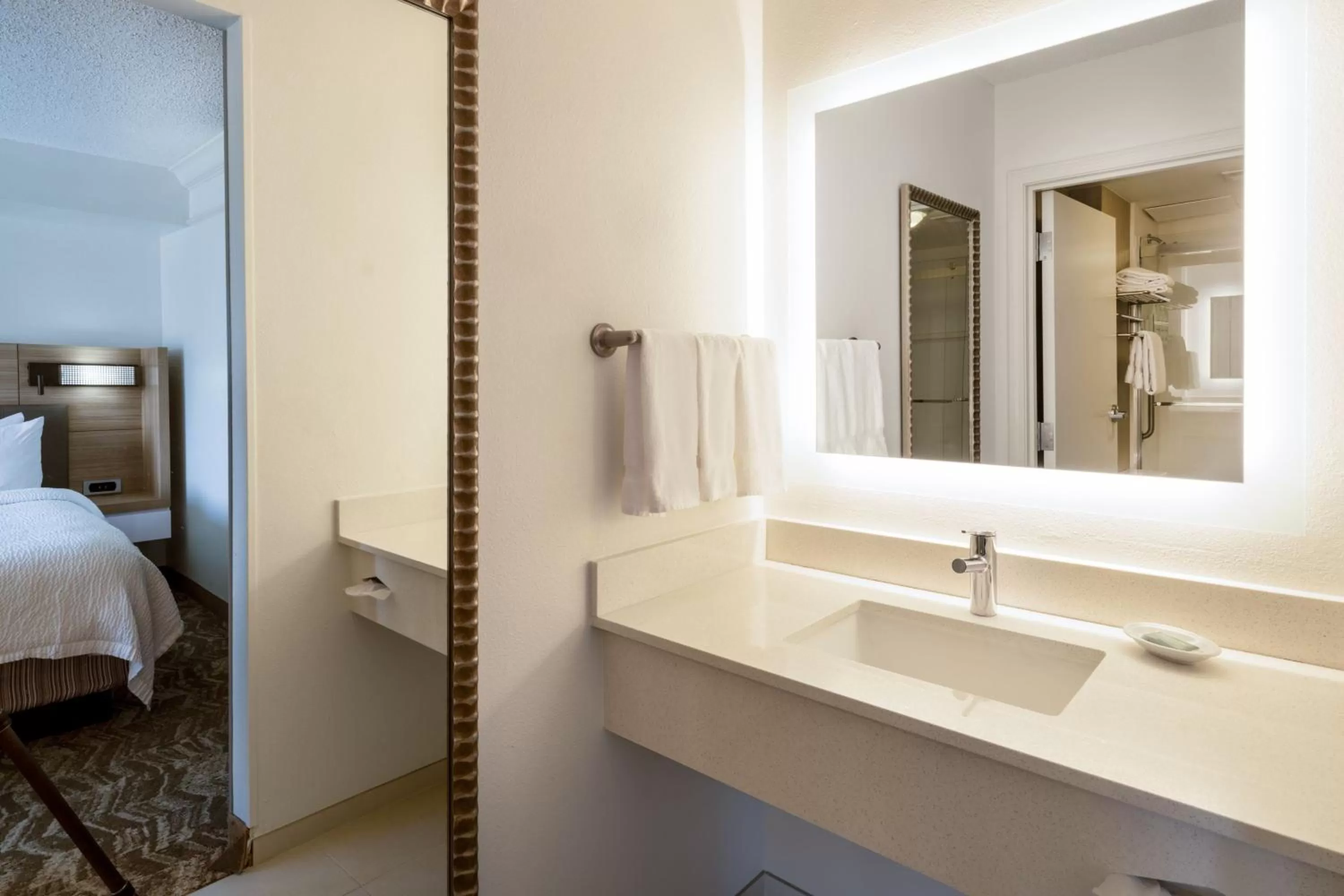 Bathroom, Bed in SpringHill Suites by Marriott Colorado Springs South