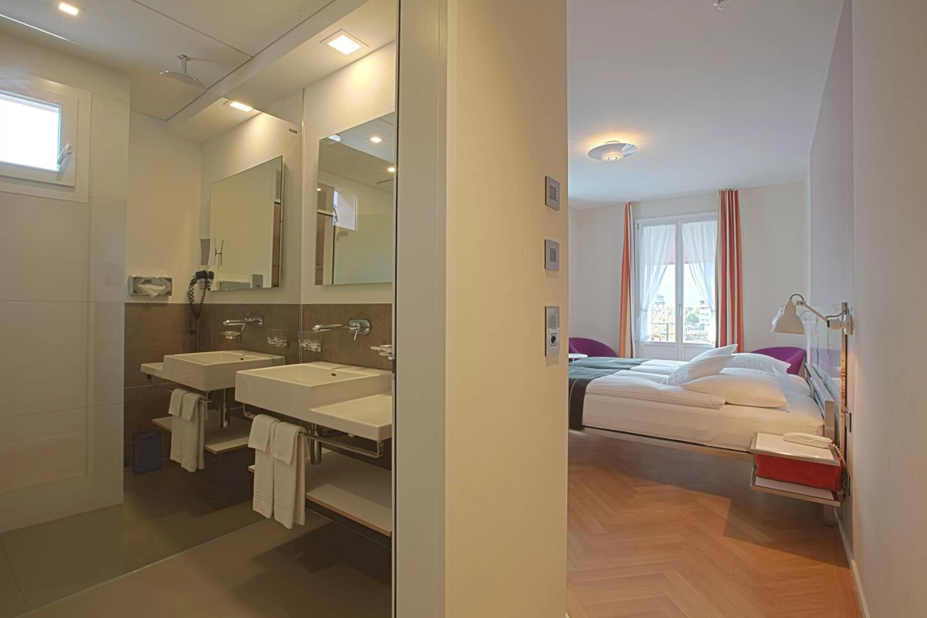 Bathroom, Bed in Boutique Hotel Bellevue