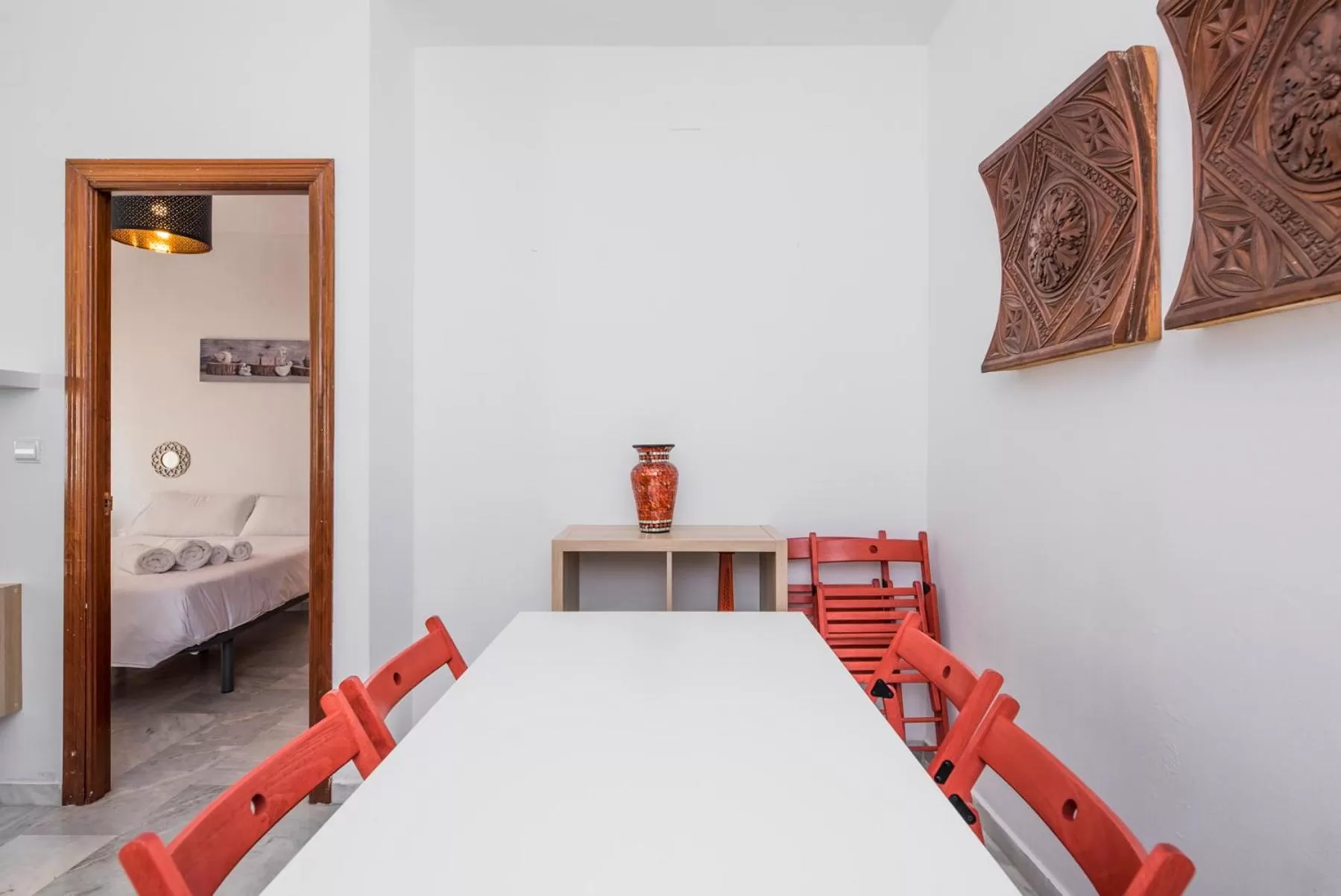 Dining area, Bed in Apartamentos Granata