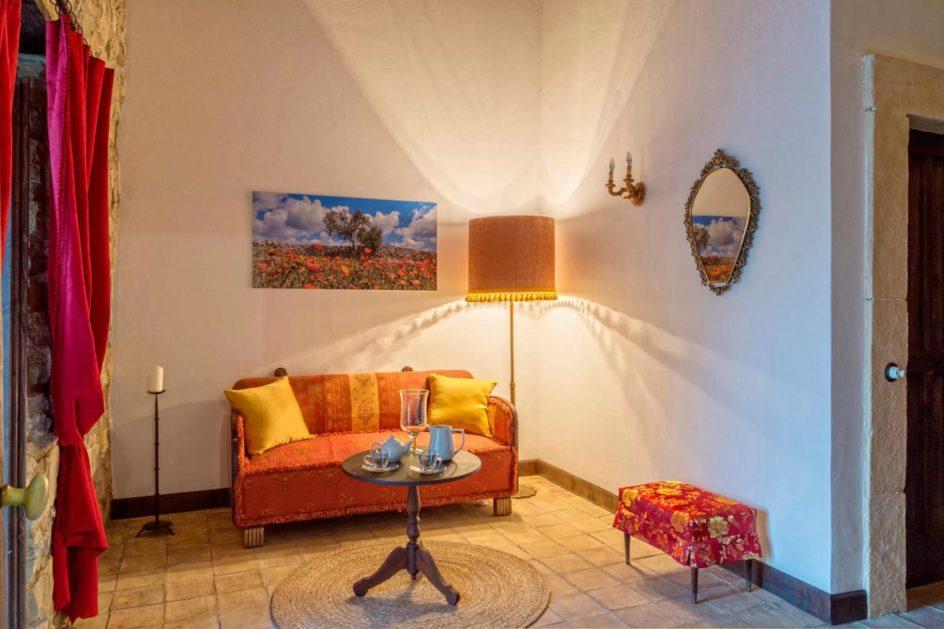 Seating area in Masseria Fortificata Lo Zafferaneto