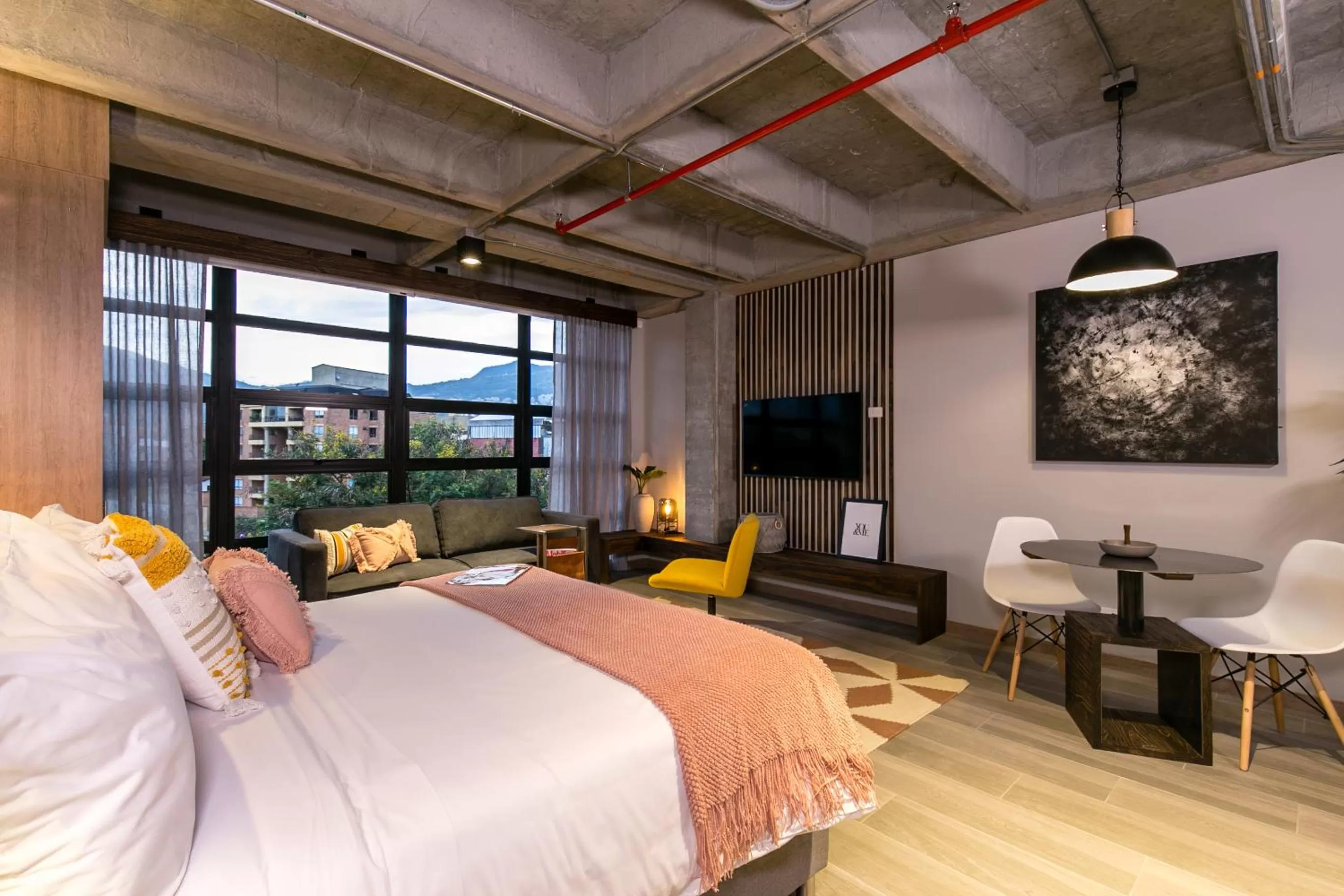 Bed in Factory Lofts Hotel