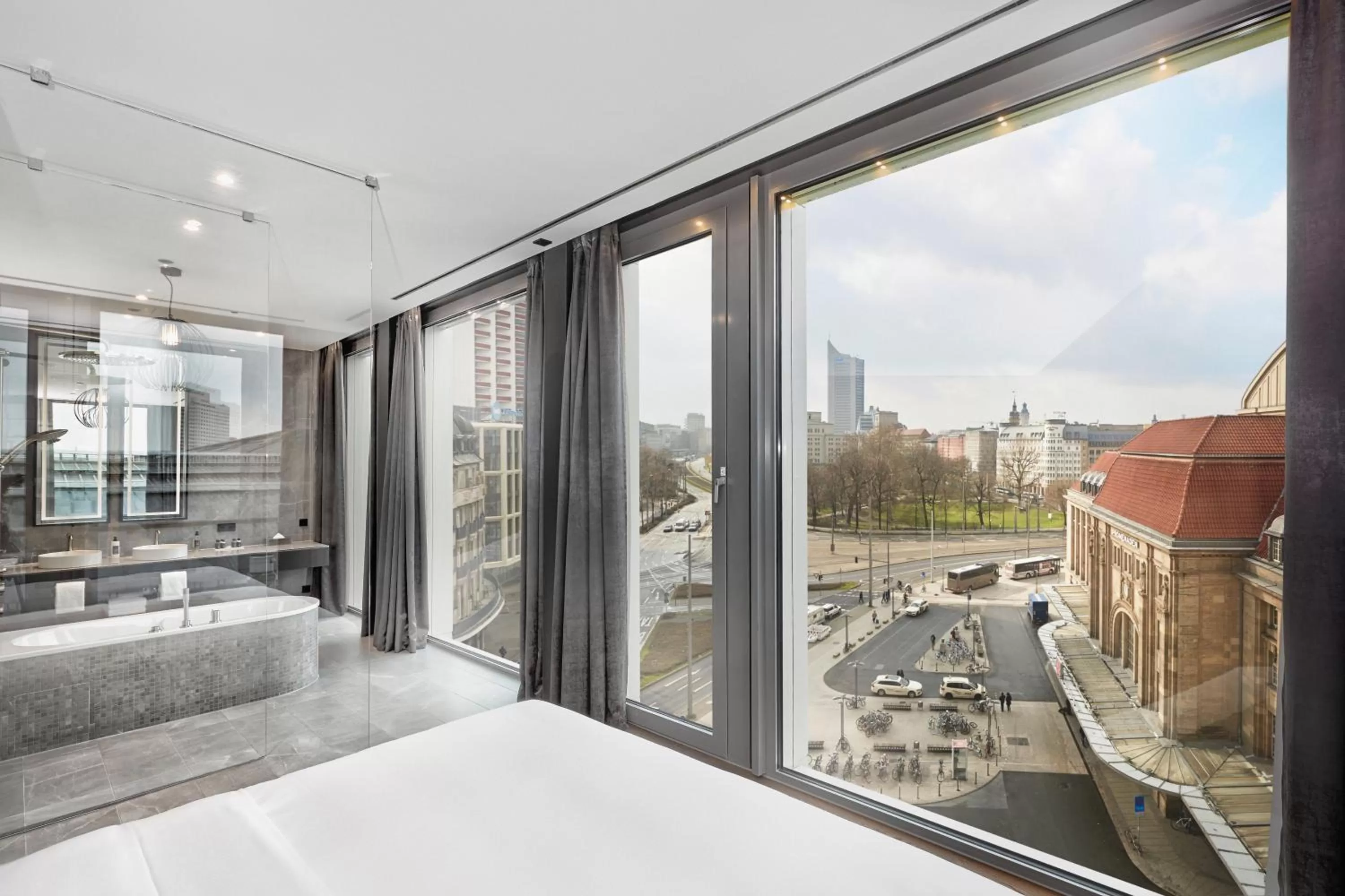 Bathroom, Bed in HYPERION Hotel Leipzig