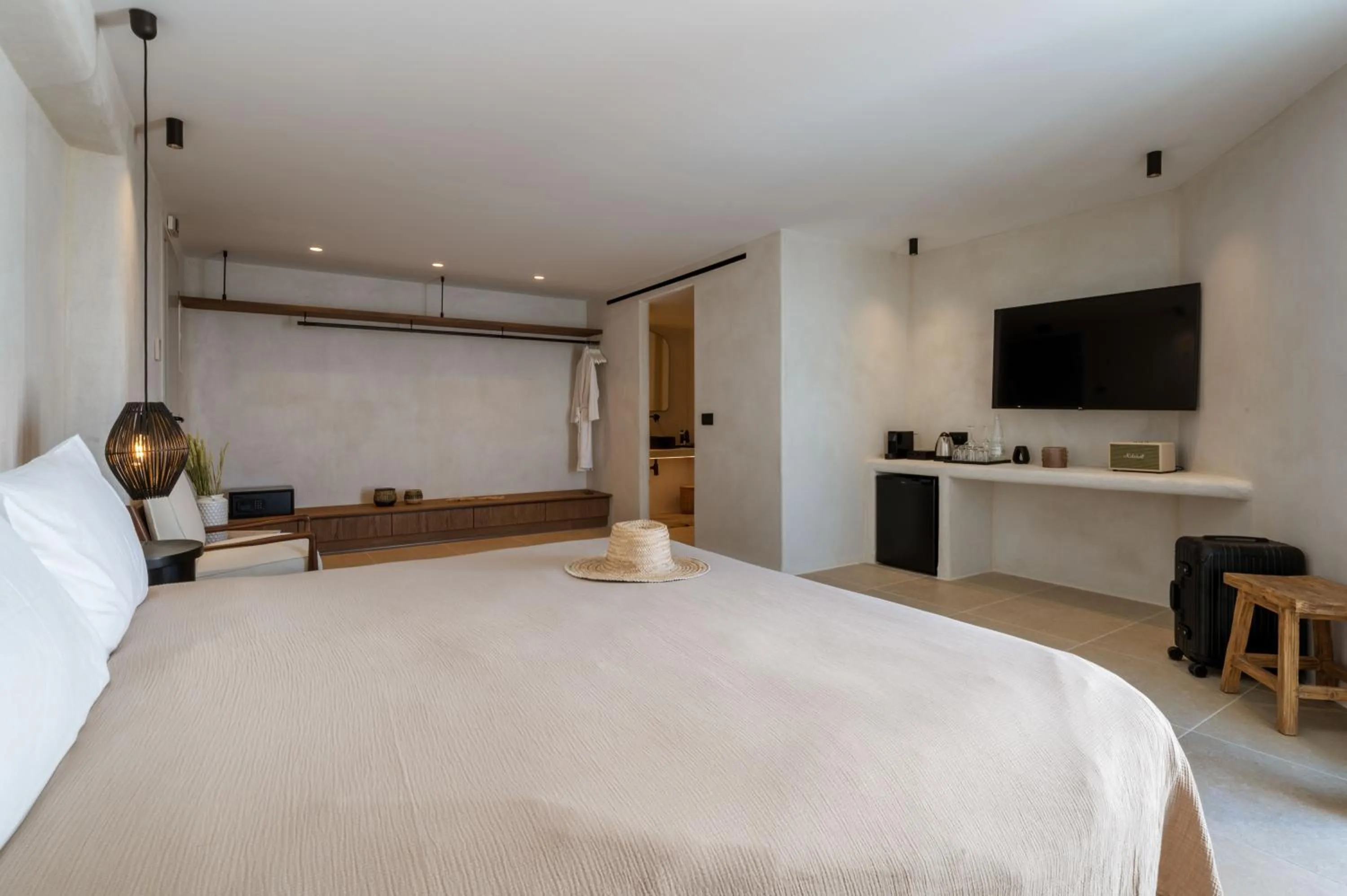 Bed in Rocabella Mykonos Hotel