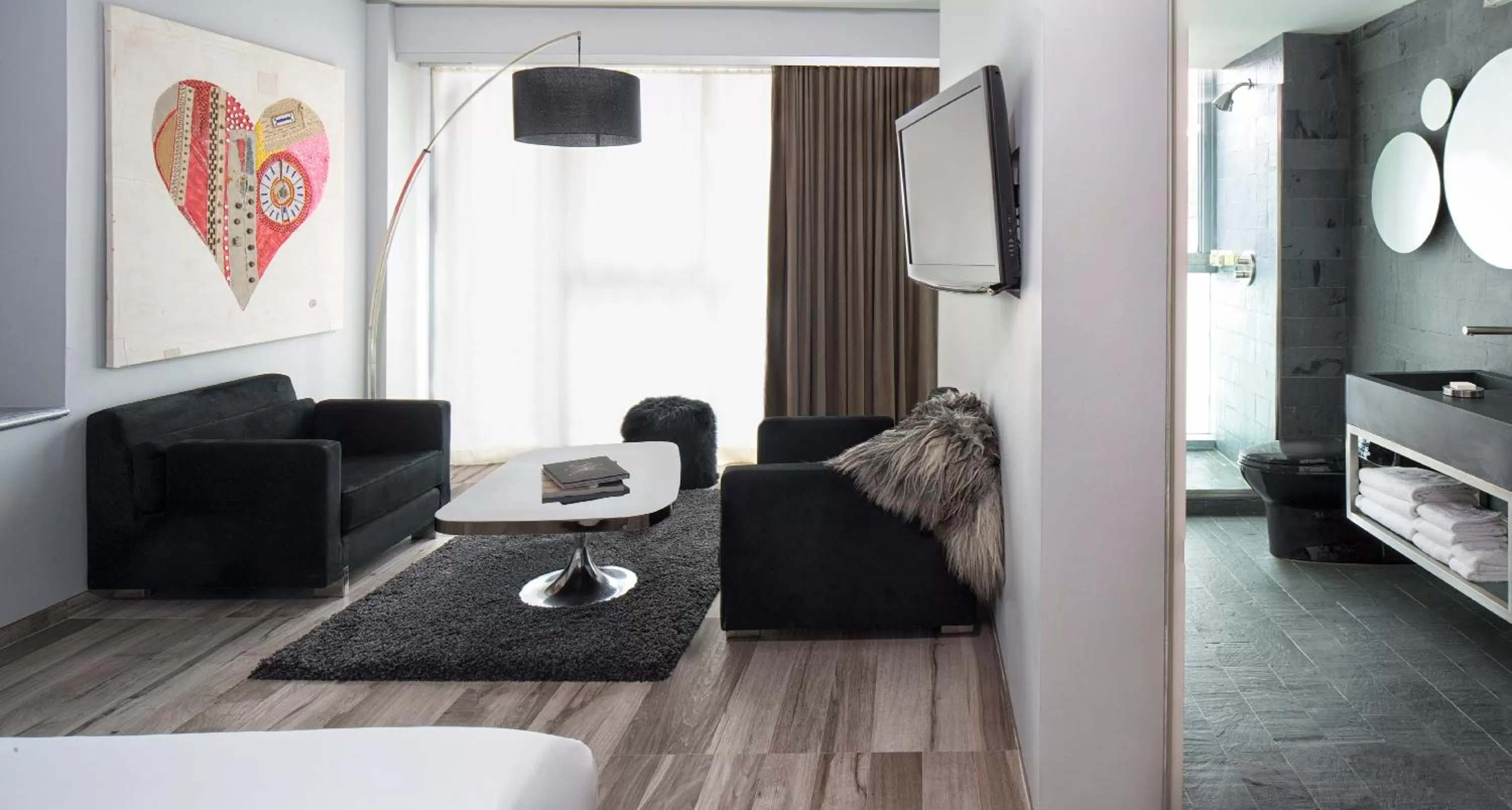 Seating area, Bed in Hotel on Rivington