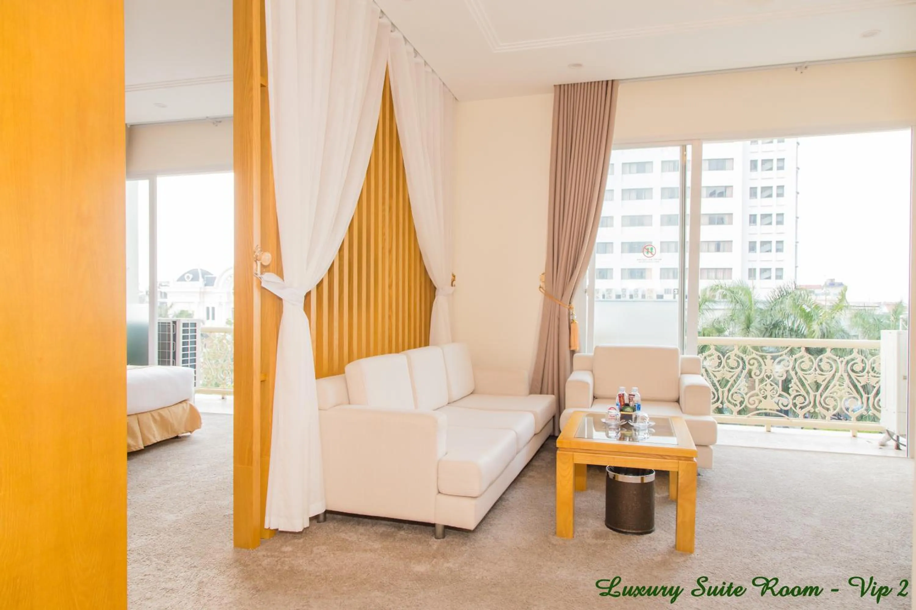 Living room, Bed in Palm Hotel Thanh Hoa