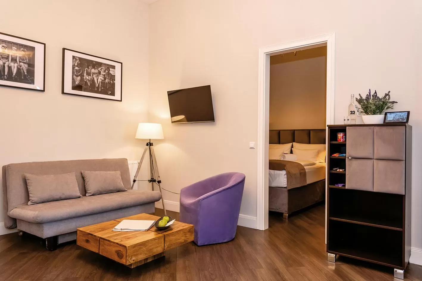 Living room, Bed in Arabel Design Apartments